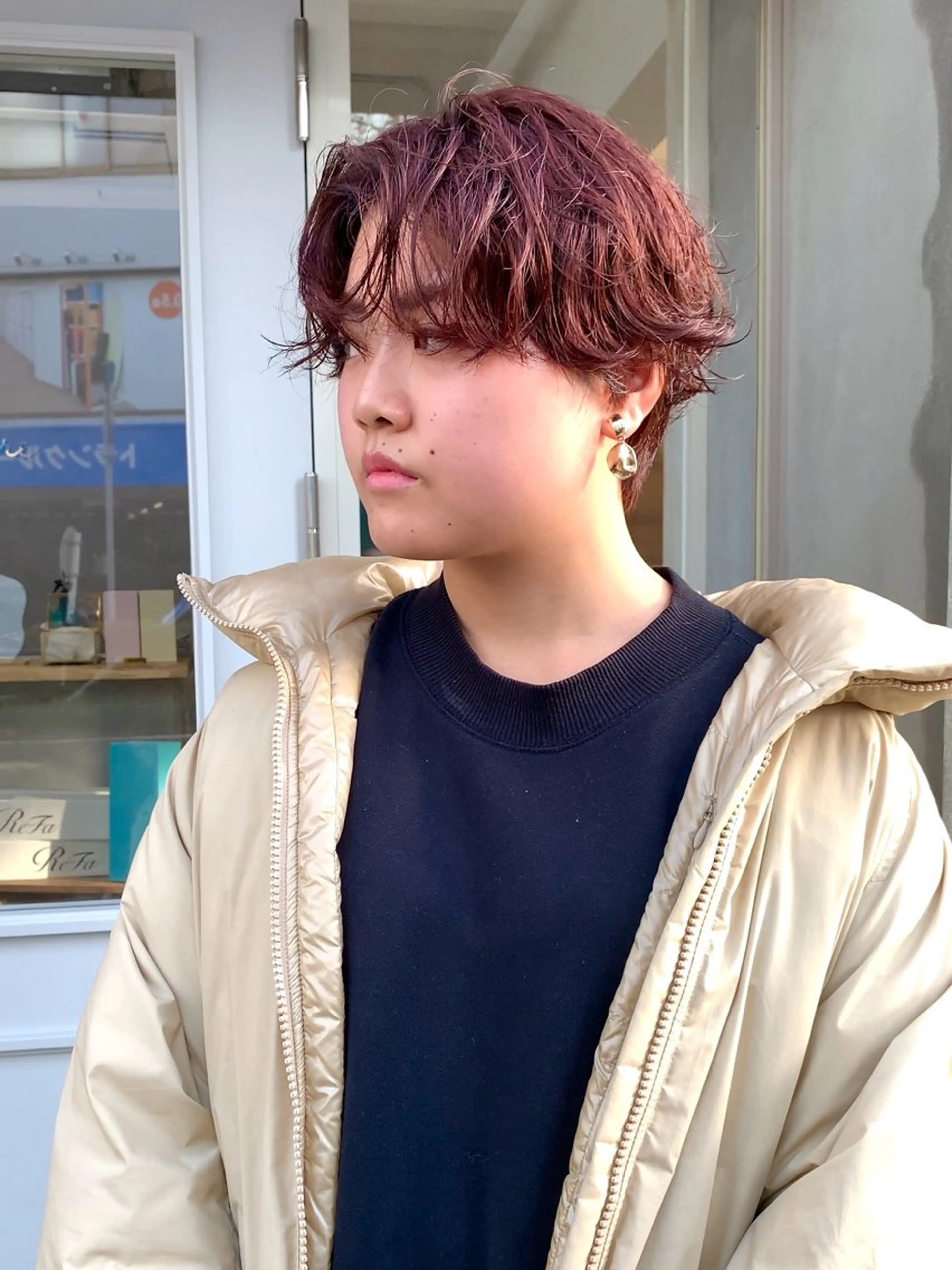 ショート カラー パーマ カット パーマ トリートメント ✨コテ巻き風パーマ ✨川合佑哉のヘアスタイル