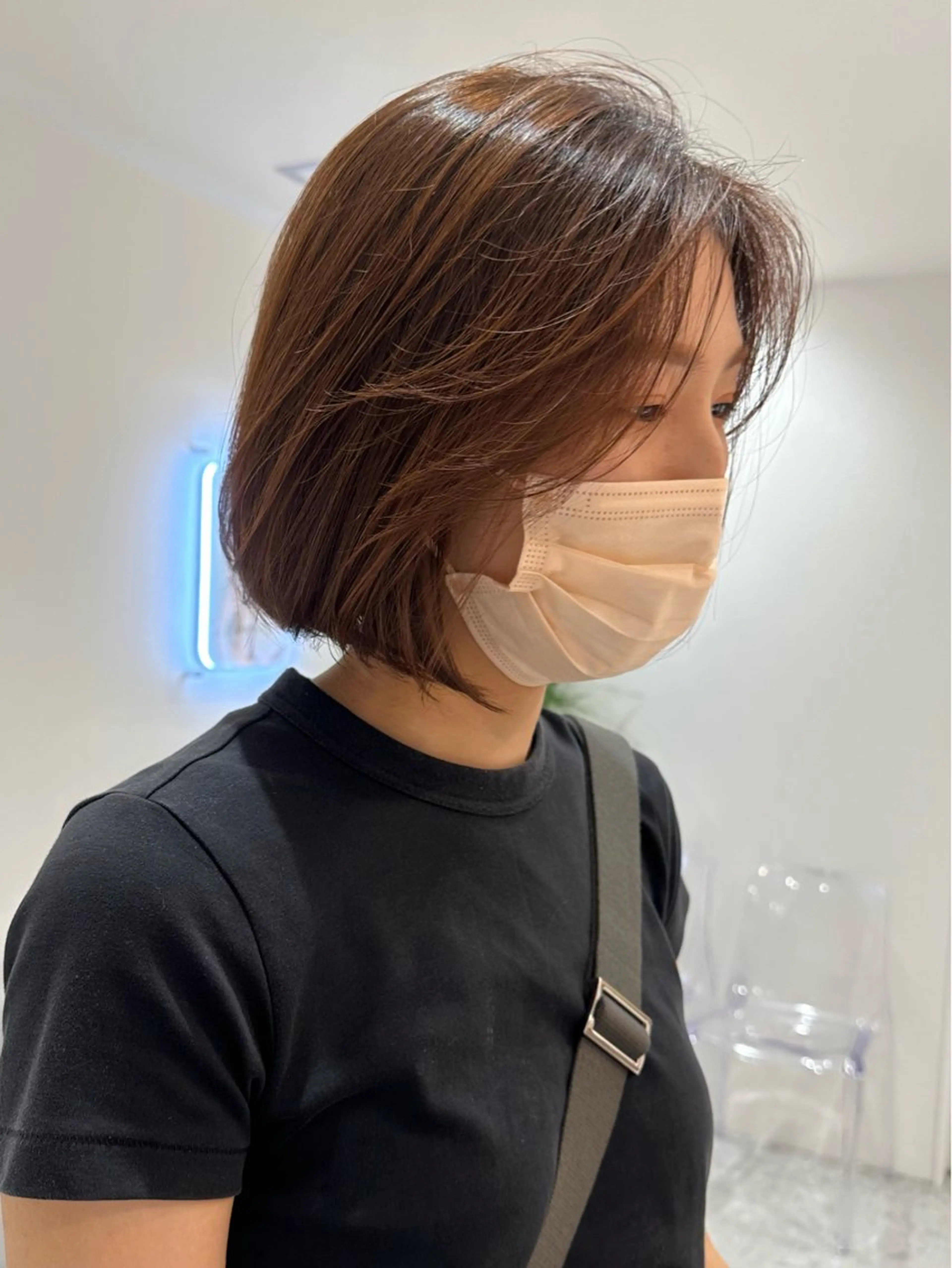 ミディアム カラー カット ヘアカラー トリートメント かえ🩶韓国ボブ🎀 透明感カラー🥣のヘアスタイル