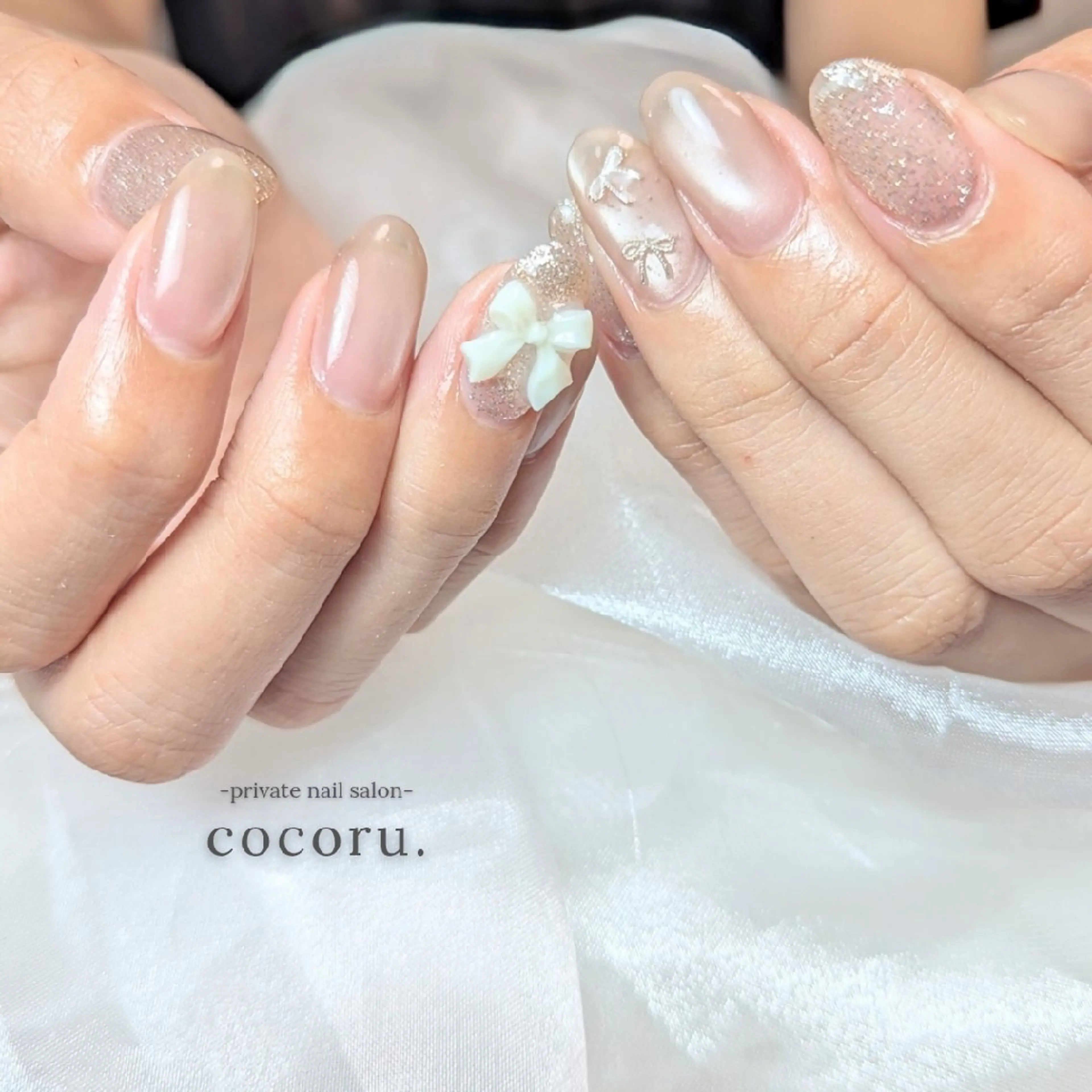 ネイル マグネットネイル リボン ハンドネイル nail salon cocoru.のネイルデザイン