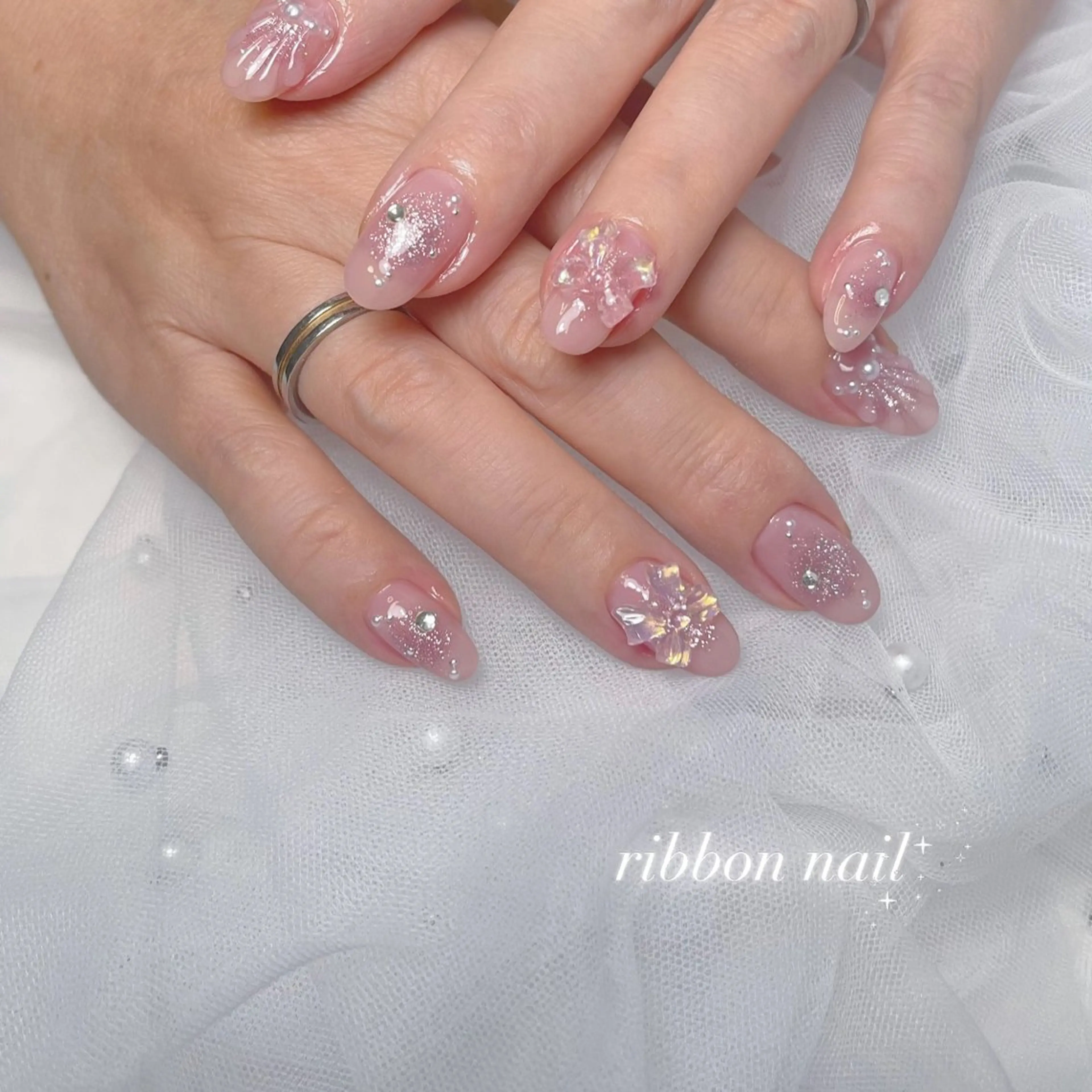 ネイル 長さ出し ジェルネイル 韓国ネイル パラジェル シンプルネイル ハンドネイル RE SALONのネイルデザイン