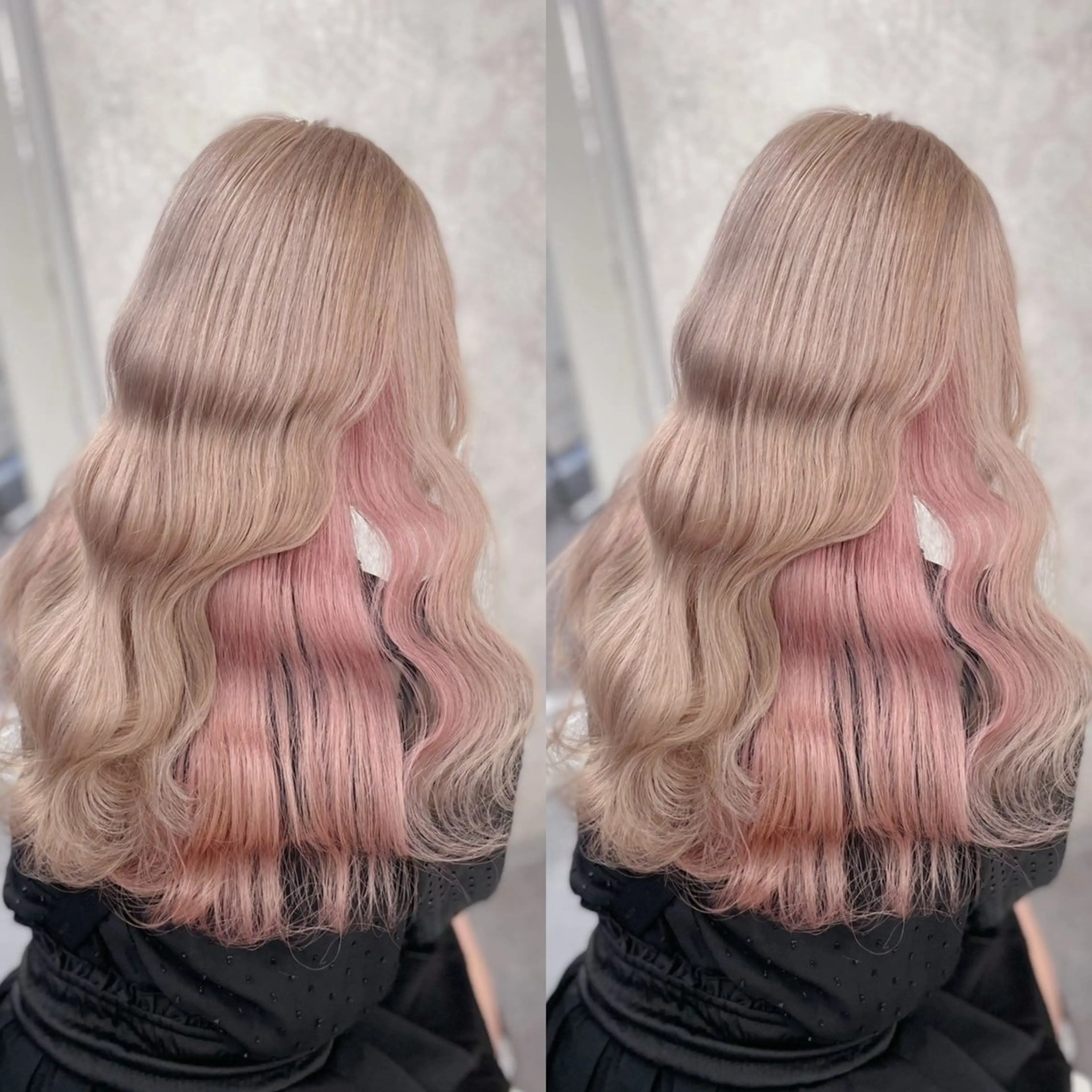 ロング カラー ベージュカラー ダブルカラー ミルクティーベージュ ピンクカラー カット ヘアカラー トリートメント ヘアセット ブリーチ無しダブル カラー🦕まどかのヘアスタイル