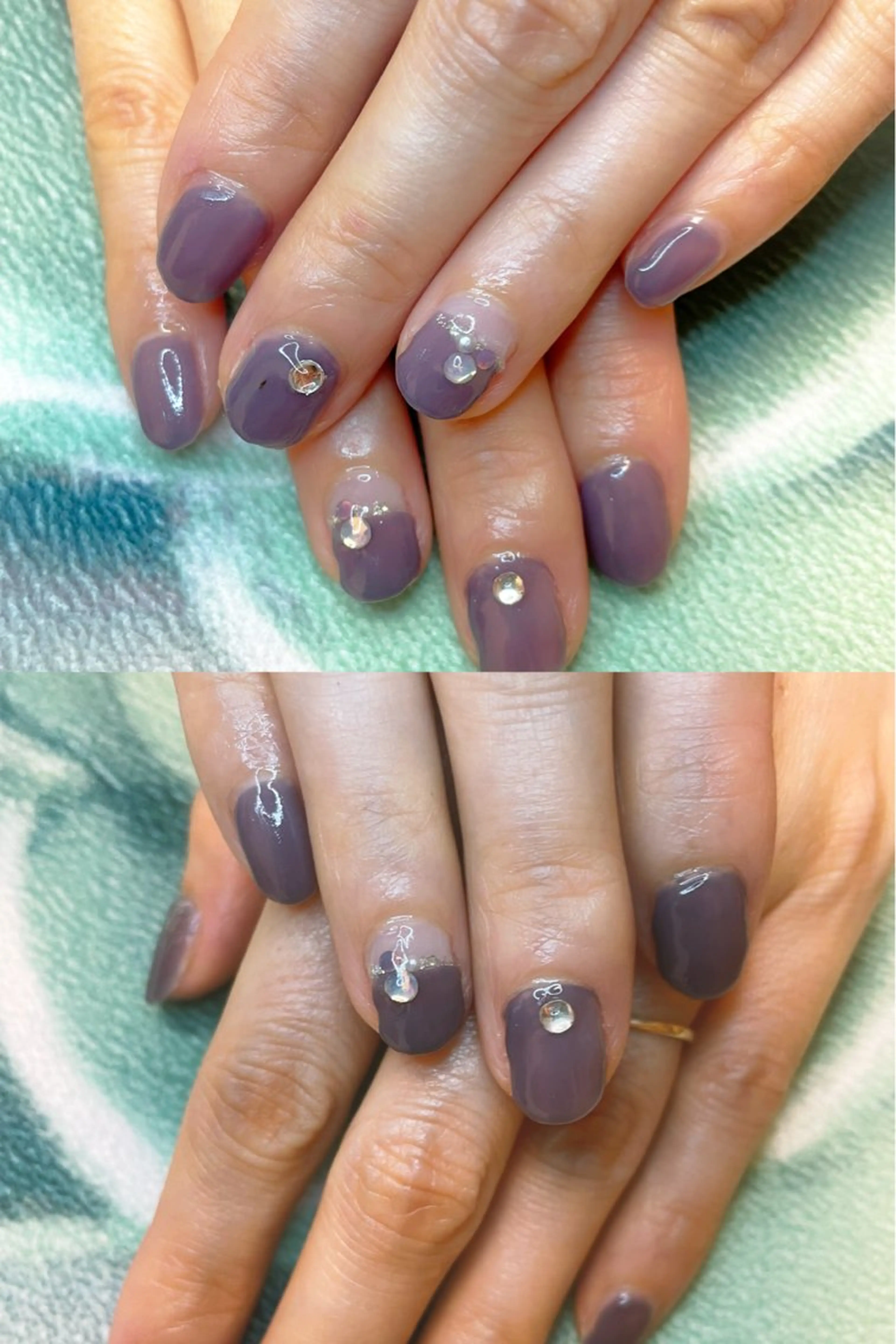 ネイル フレンチネイル ラメ(グリッター) ワンカラーネイル パープル シルバー NAIL★M 真紀のネイルデザイン