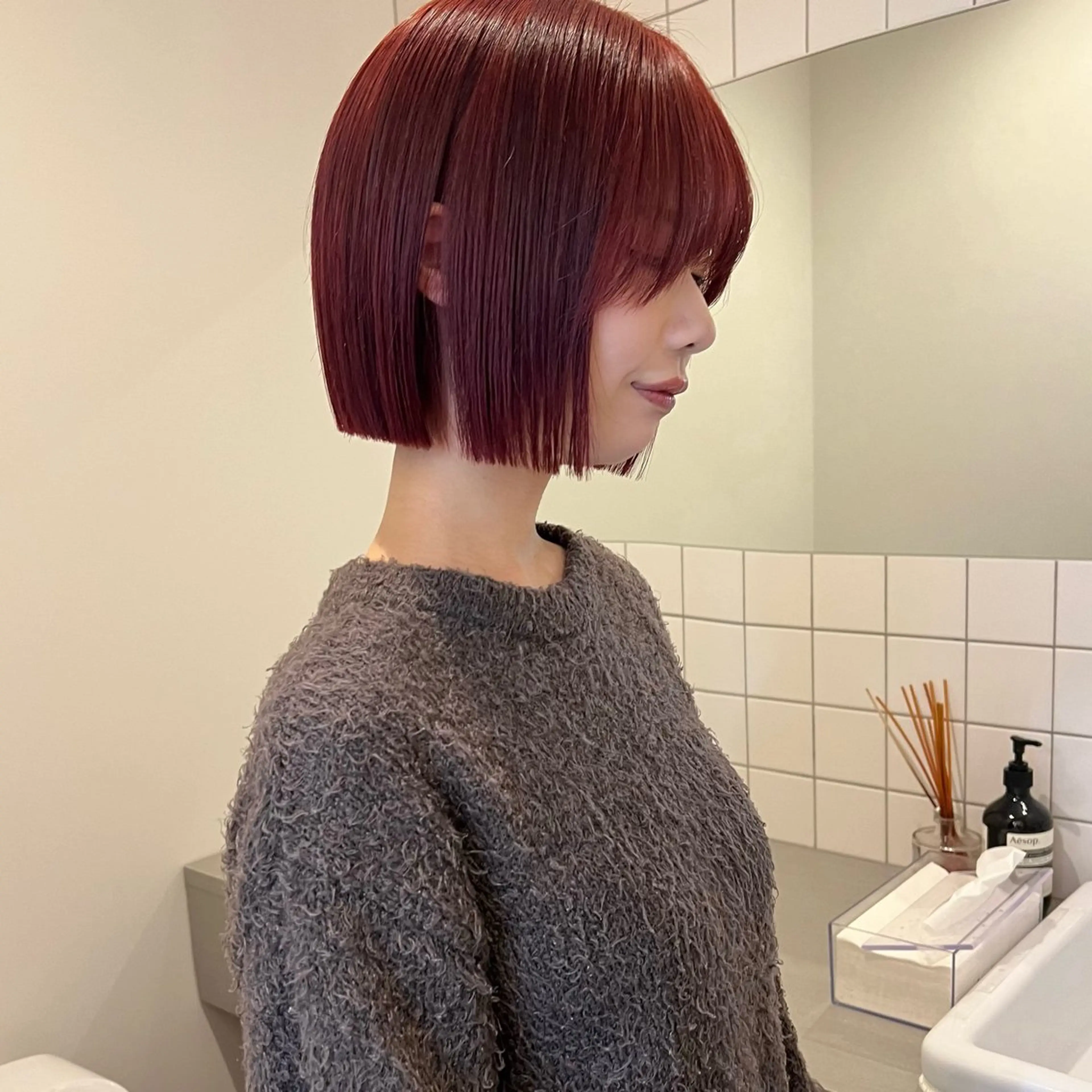 ミディアム 舟橋耀/ブリーチカラ ー/レイヤーカットのヘアスタイル