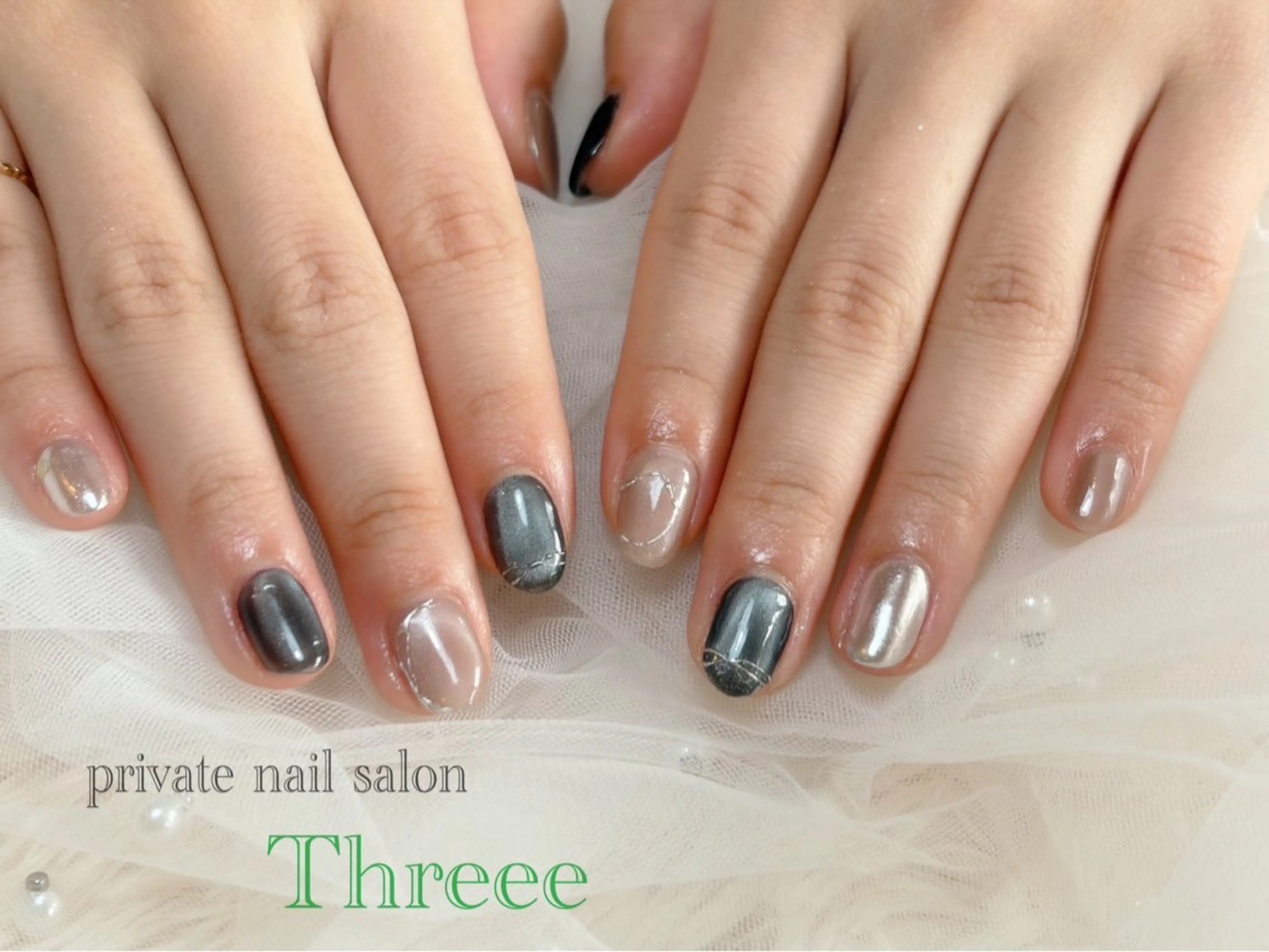 ネイル アートネイル マグネットネイル ハンドネイル Nail salon - Threee　-のネイルデザイン