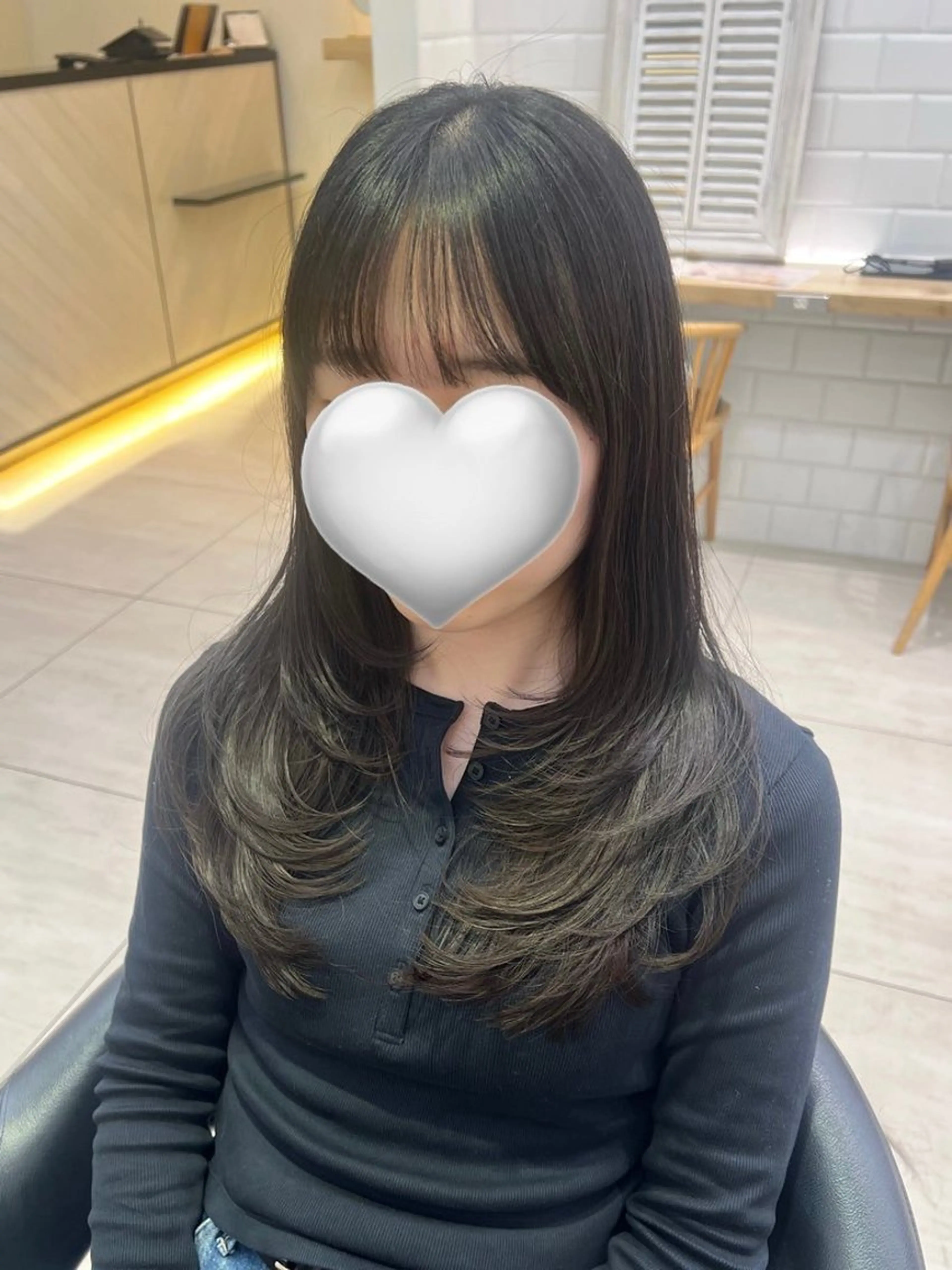 ロング カラー カット ヘアカラー 💚韓国風レイヤー 🇰🇷💚 ちえのヘアスタイル