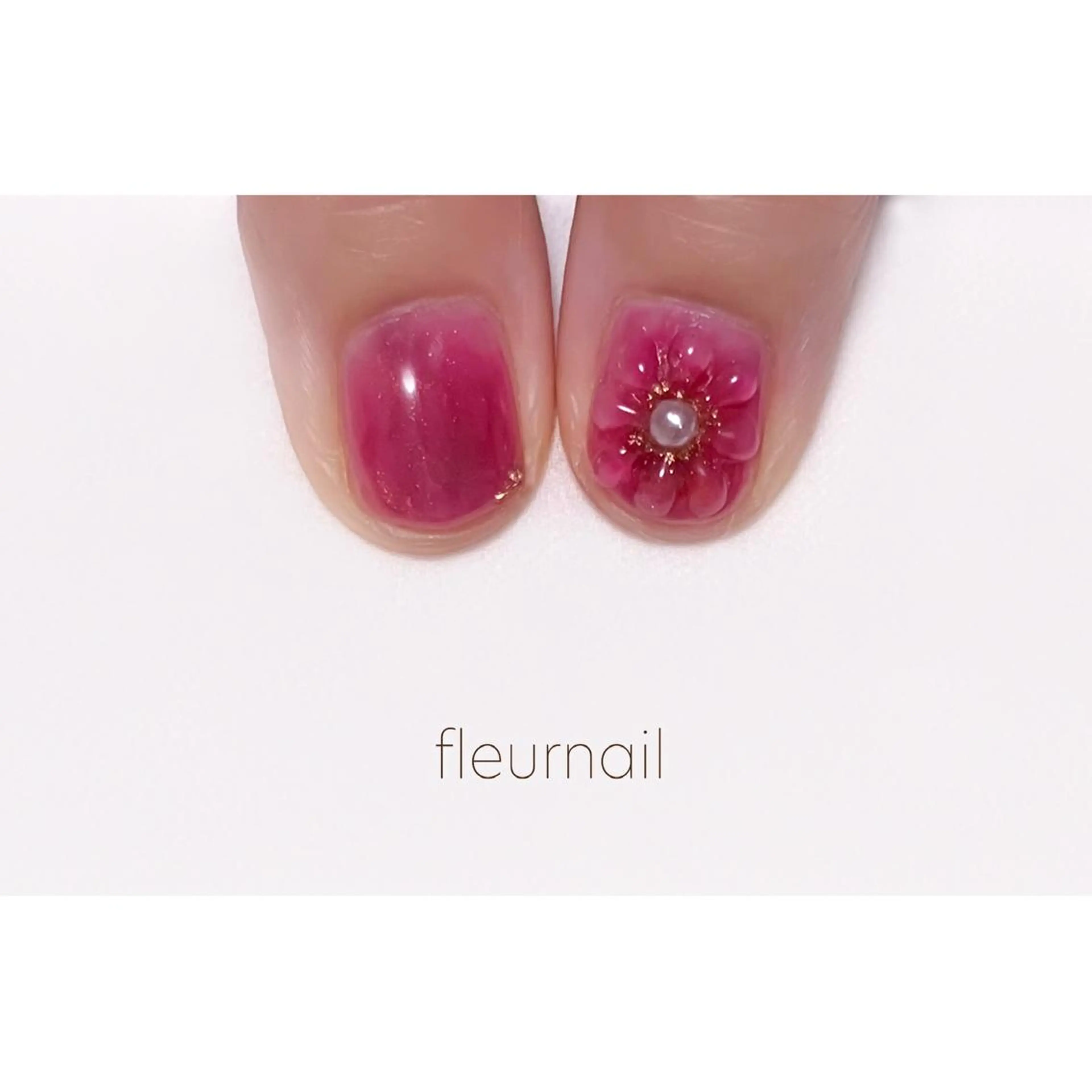 ネイル ブルー ボルドー 成人式 長さ出し フラワーネイル ハンドネイル fleurnail miuraのネイルデザイン