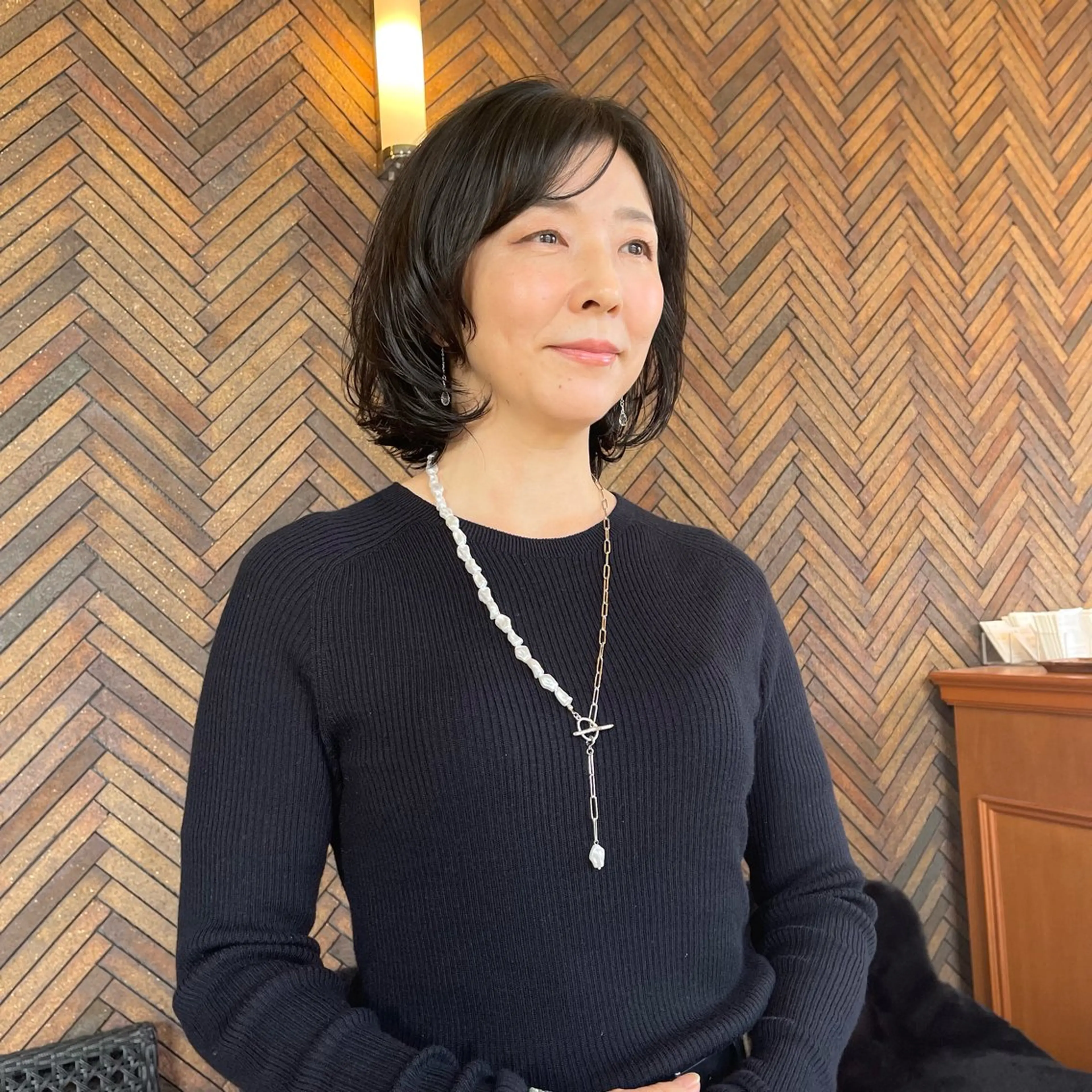 ミディアム くせ毛 髪質改善 カット 黒崎 勝巳のヘアスタイル