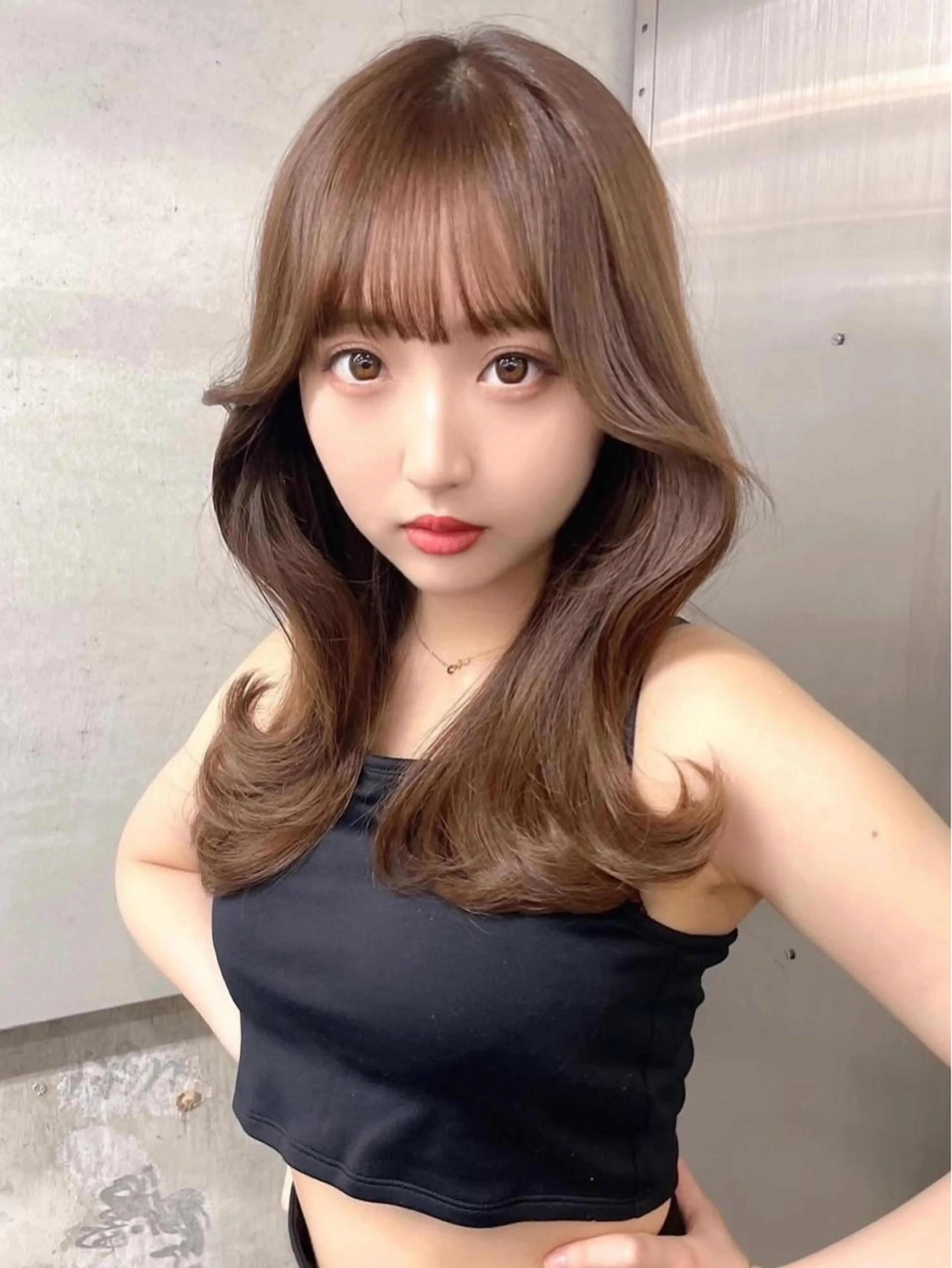 セミロング カラー カット ヘアカラー トリートメント 興津/韓国レイヤー ダブルカラー美髪縮毛のヘアスタイル