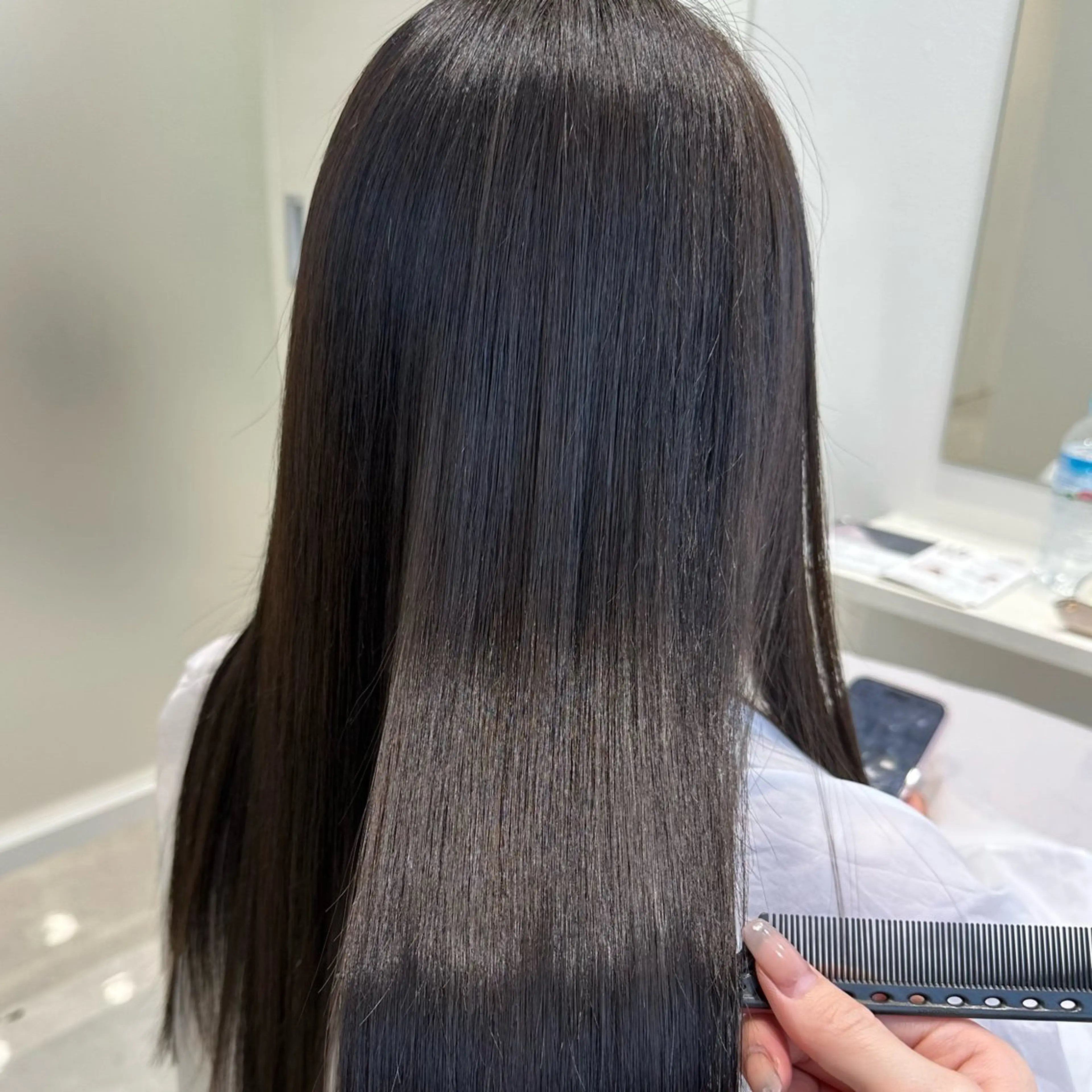 ロング ロングレイヤー パープルカラー くびれヘア 髪質改善 ヨシンモリ 韓国𝐻𝑎𝑖𝑟 🇰🇷🖤ハラのヘアスタイル