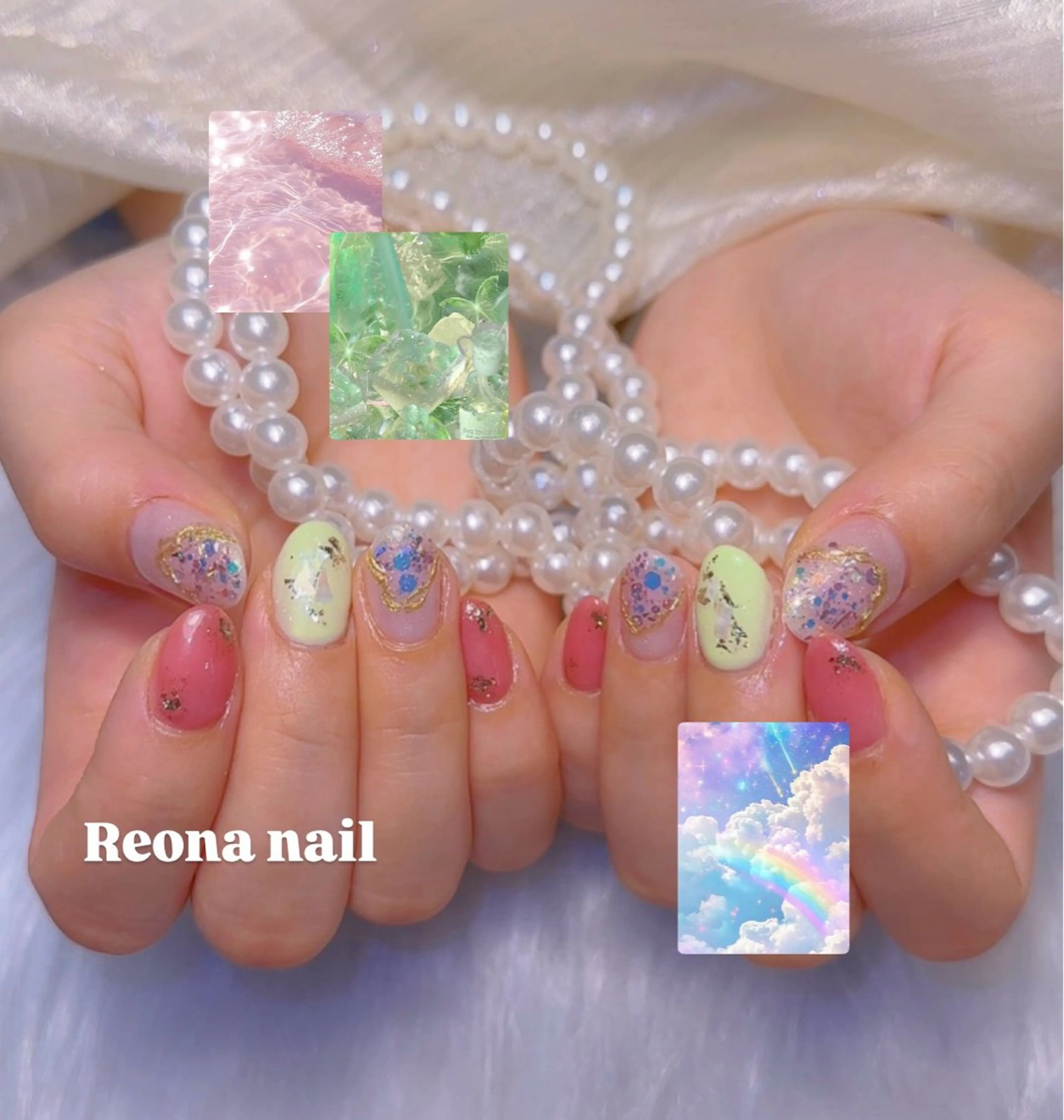 ネイル ジェルネイル ハート マグネットネイル ミラーネイル パラジェル Reona Nailのネイルデザイン