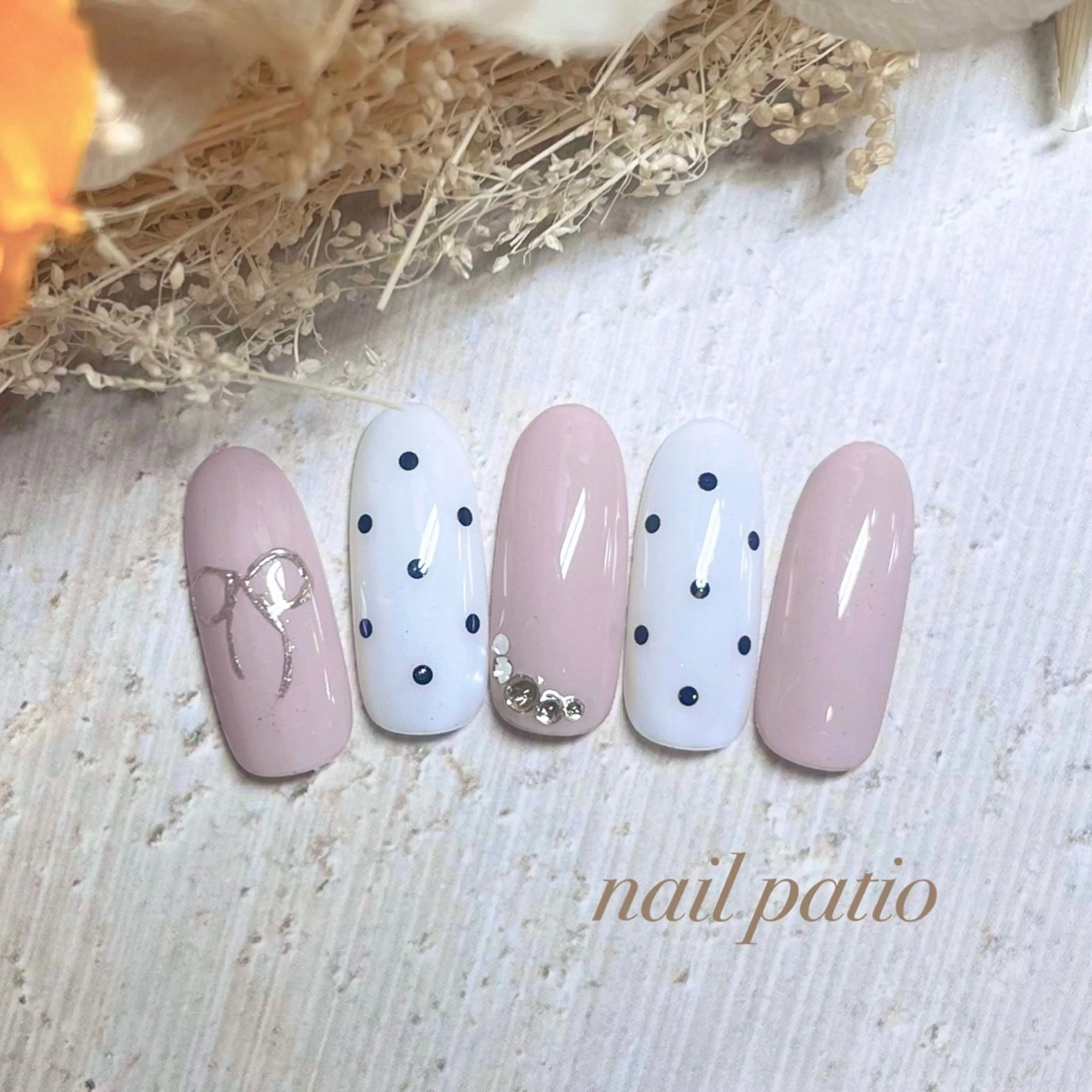 ネイル ドット ピンク ハンドネイル nail patio 新越谷 yukiのネイルデザイン