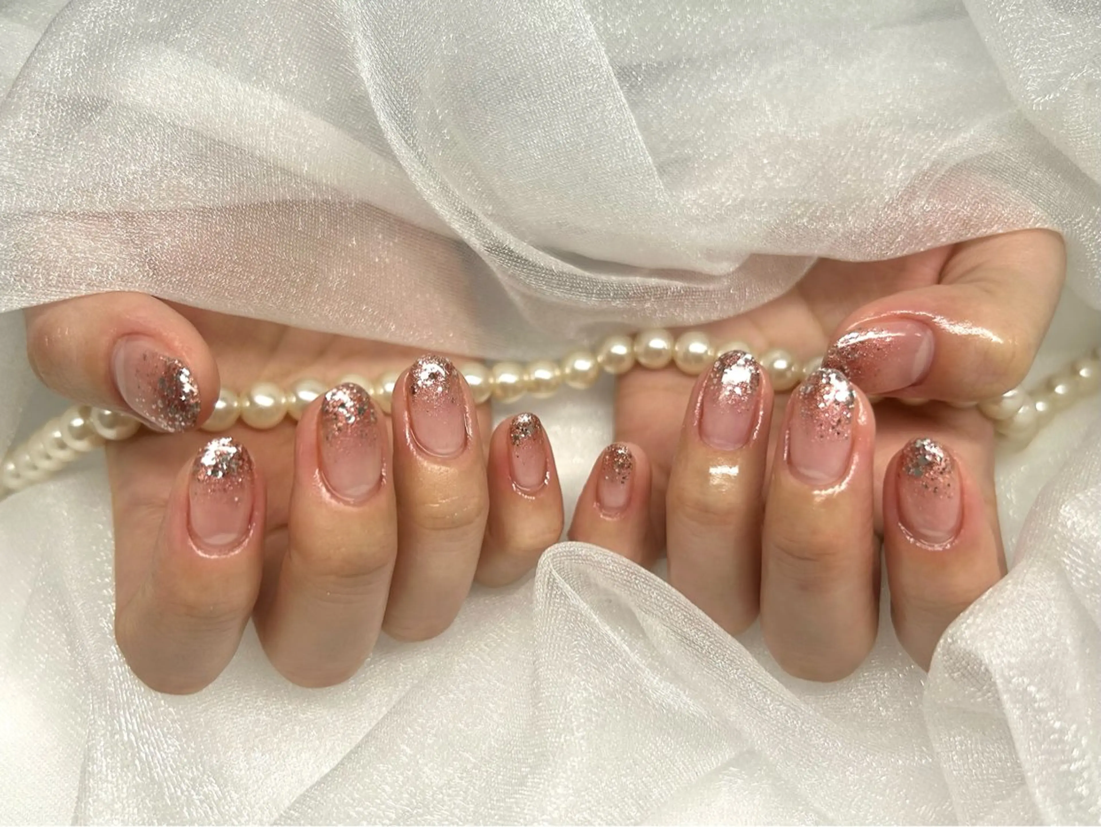 ネイル ラメ(グリッター) ラメグラデーション 加藤 楓子のネイルデザイン