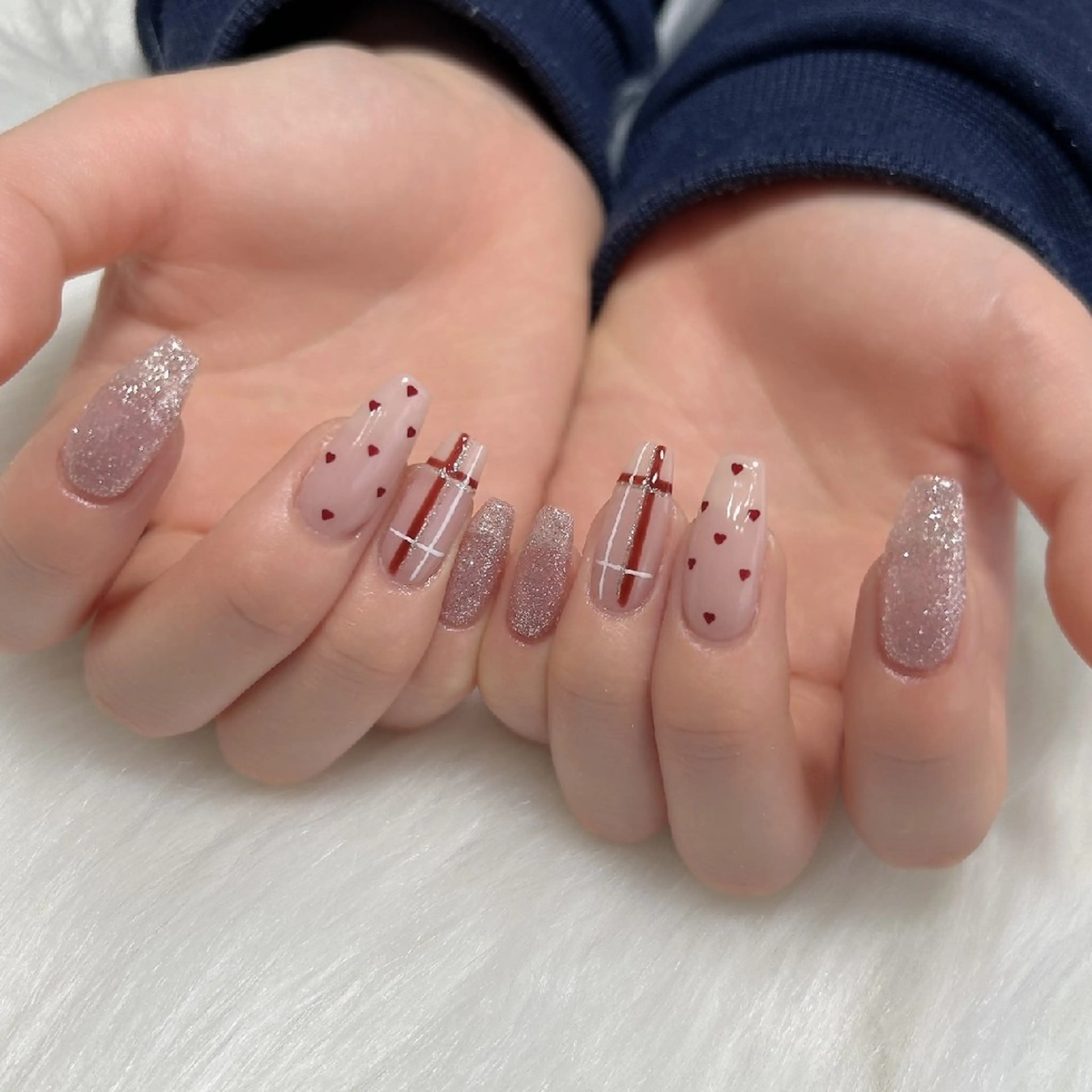 ネイル ハート ピンク バレンタイン ハンドネイル Jadenail  kokoroのネイルデザイン