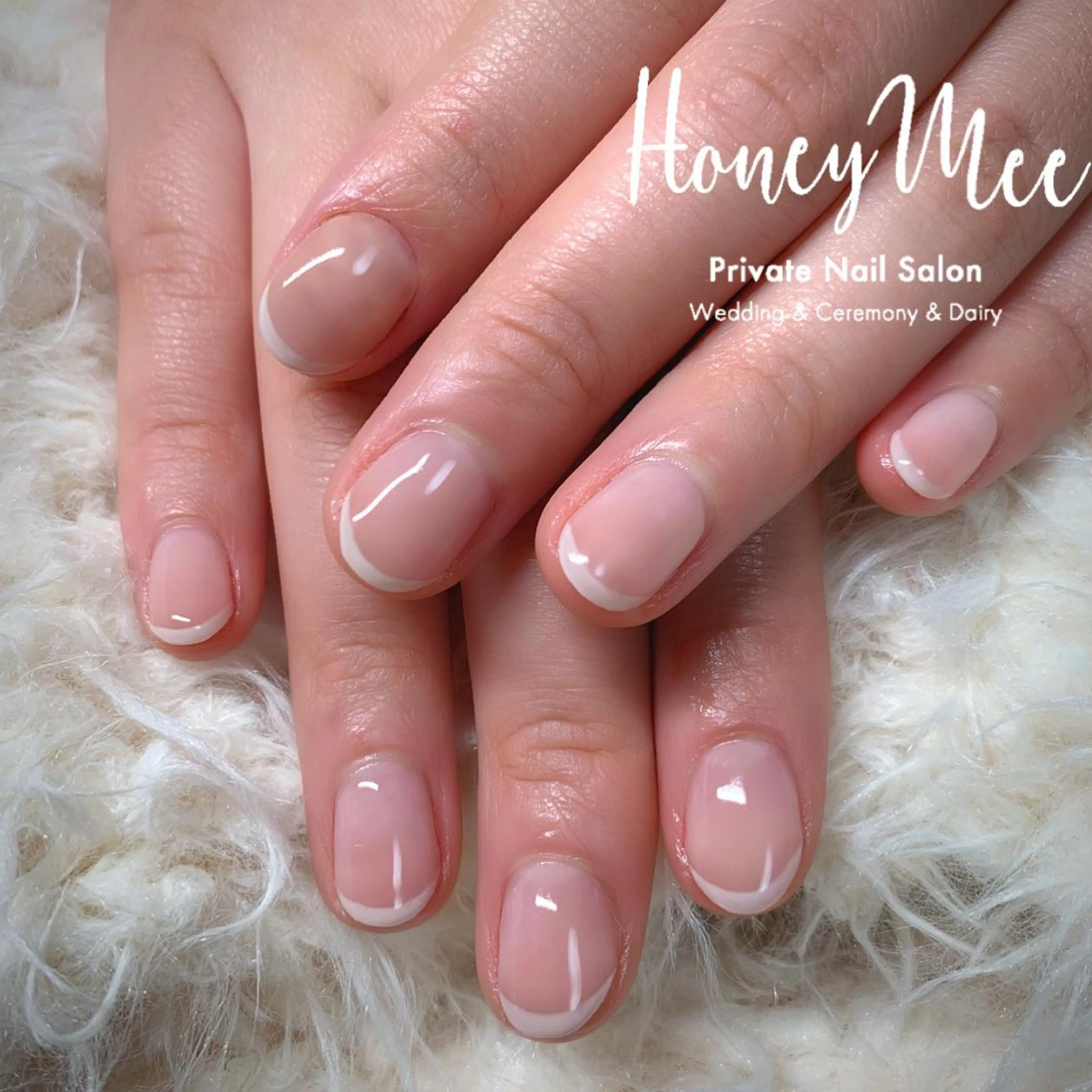 ショート カラー ネイル ピンクカラー フレンチネイル ピンク ホワイト honey meeのネイルデザイン