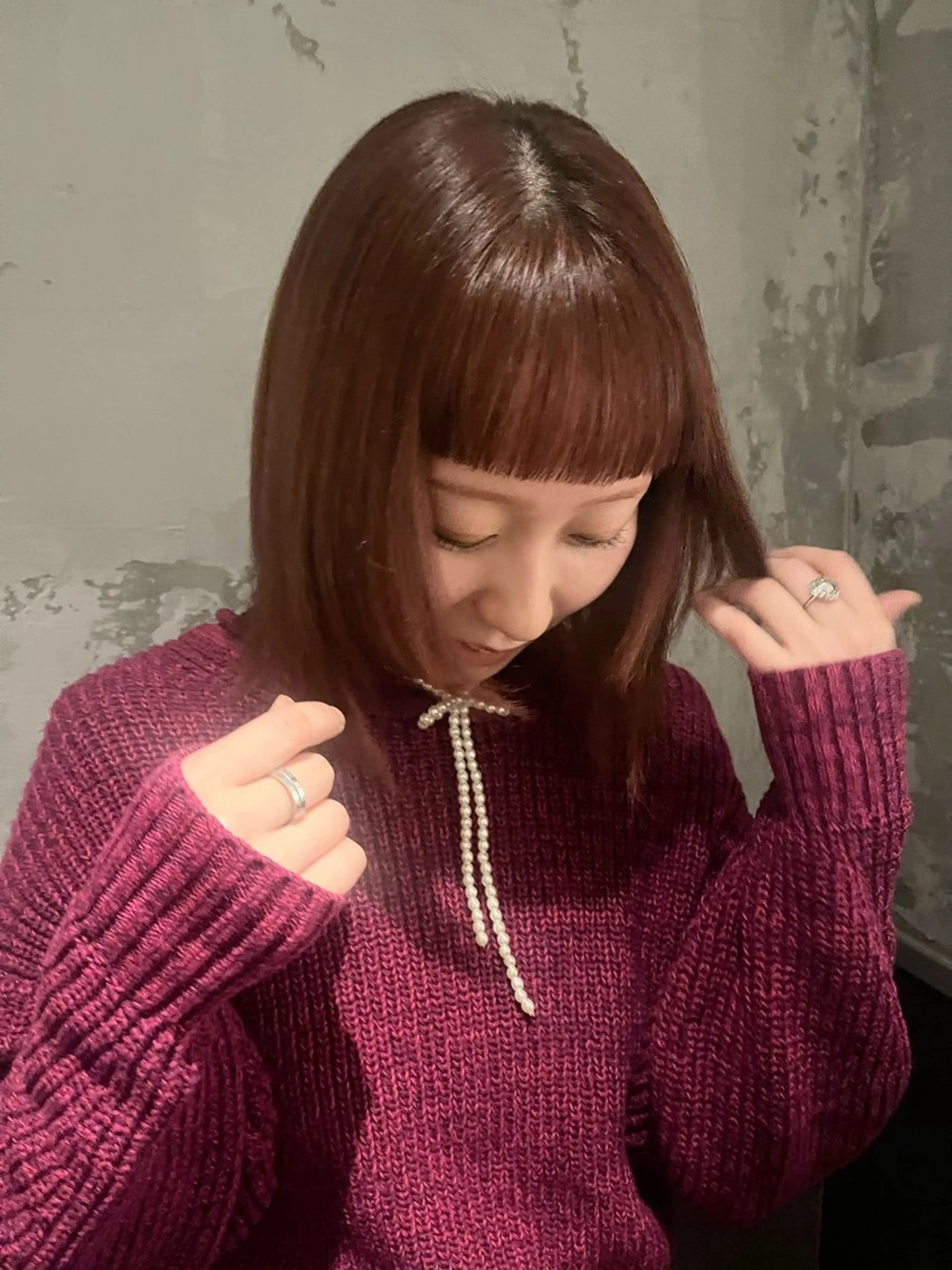 ミディアム カラー カット ヘアカラー トリートメント 田中 里奈のヘアスタイル