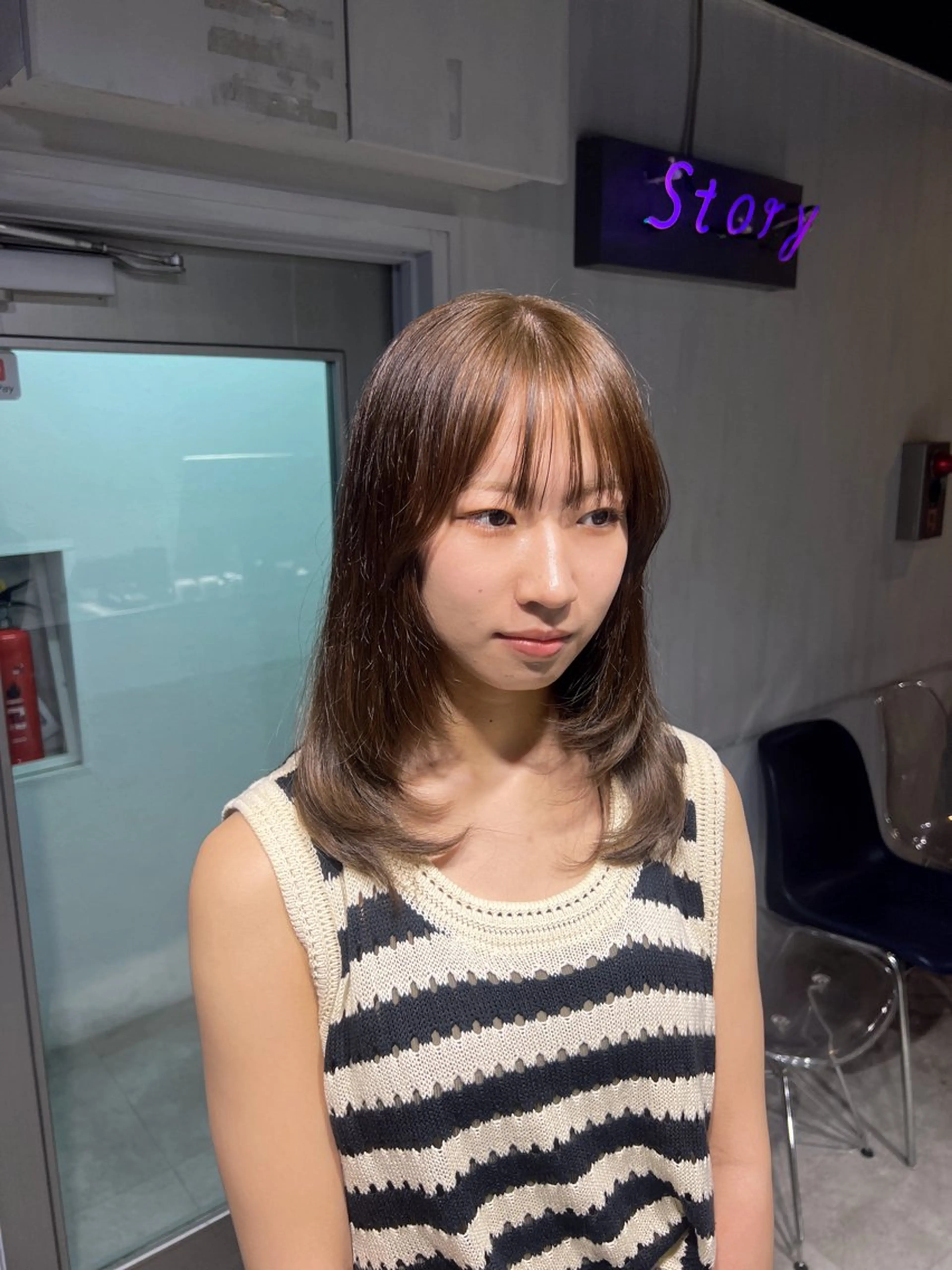 セミロング カラー ヘアカラー NANAMI🩵 大人可愛い韓国ヘアのヘアスタイル