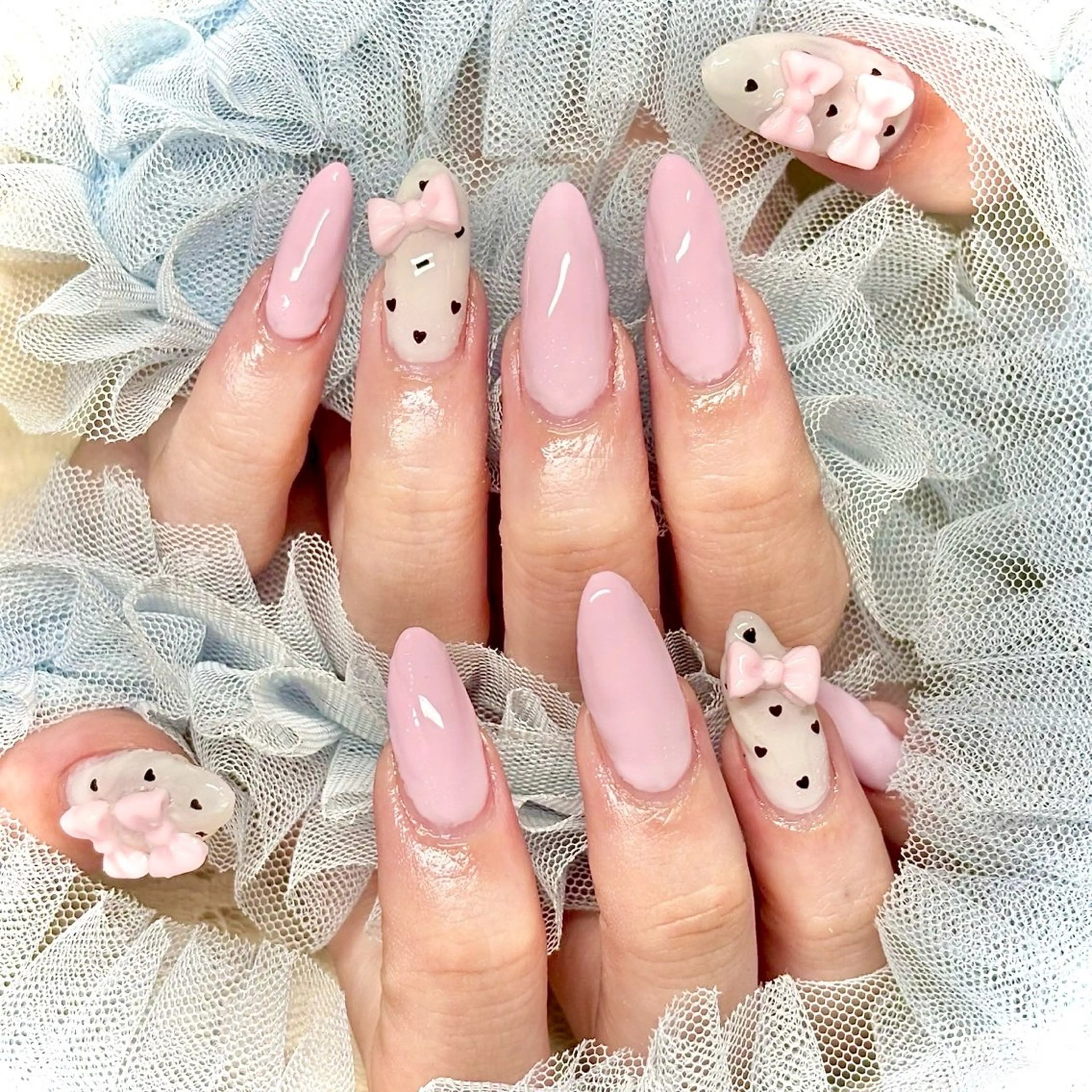 ネイル ガーリー 韓国ネイル スカルプネイル 夏ネイル ワンホンネイル miminon 自宅ネイルサロンのネイルデザイン