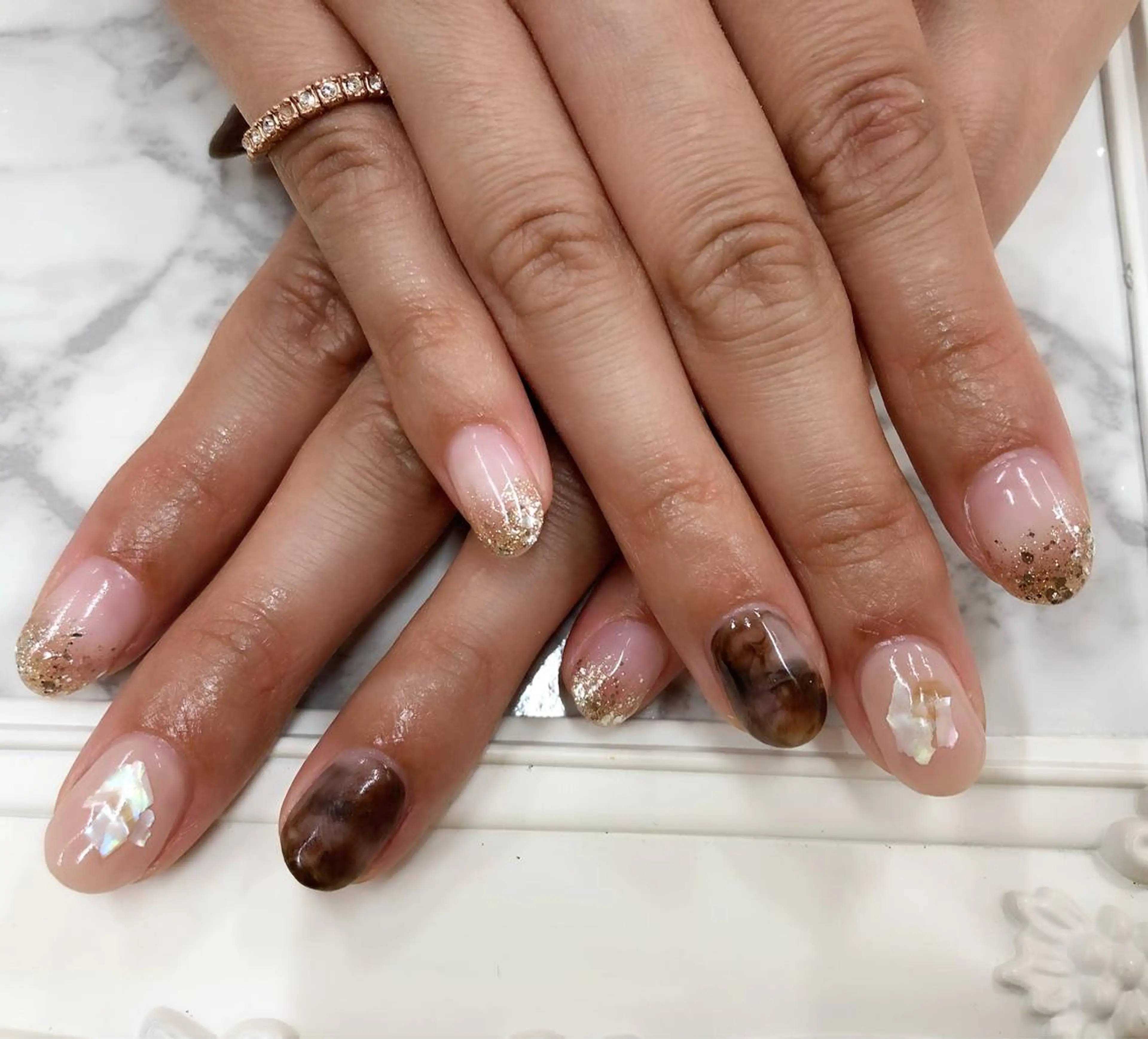 ネイル グラデーション ラメ(グリッター) ラメグラデーション ニュアンスネイル ブライダルネイル Nail salon Rubanのネイルデザイン