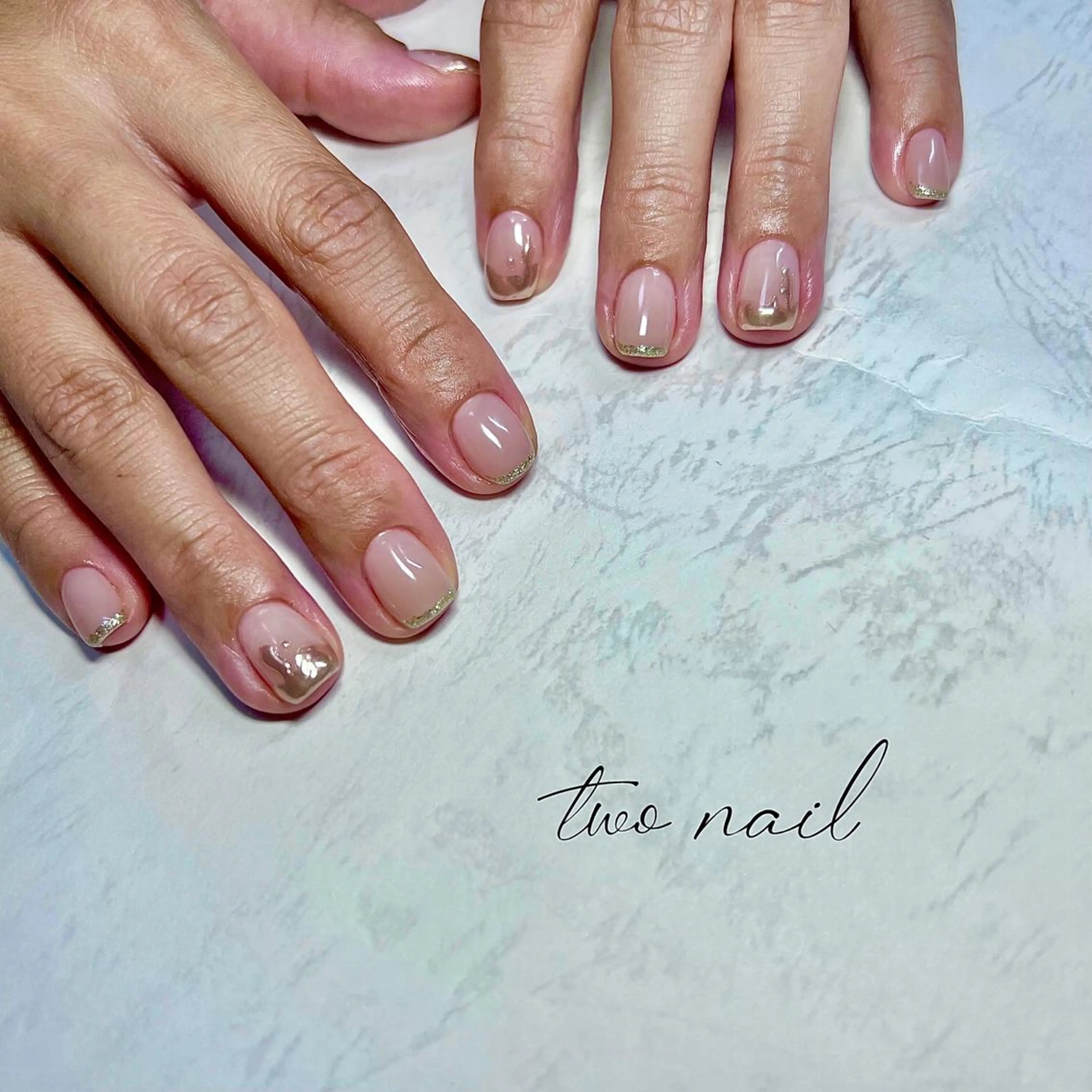 ネイル アートネイル フットネイル ハート ニュアンスネイル ホワイト two nailのネイルデザイン