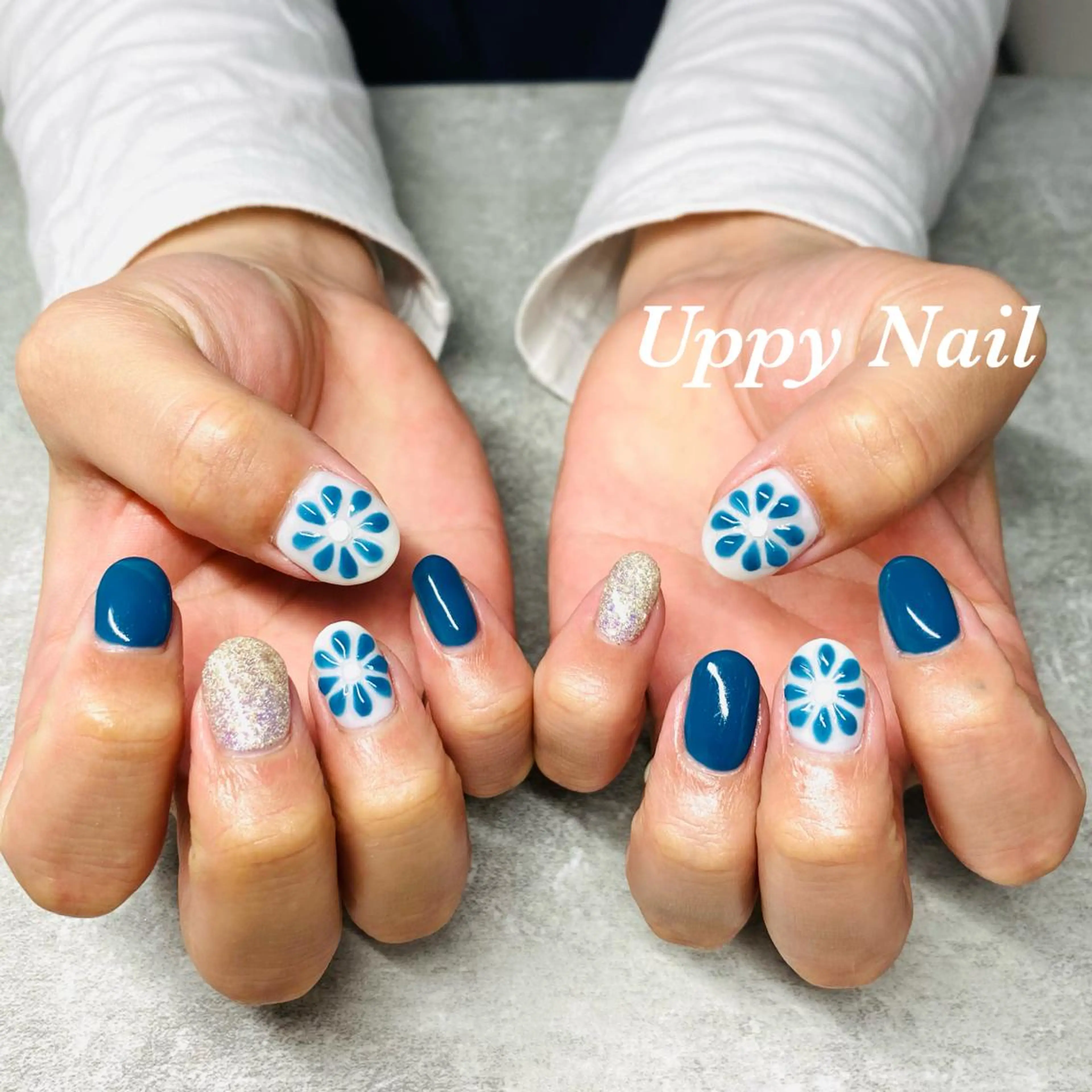 ネイル フラワーネイル ぷっくりネイル 春ネイル ハンドネイル Uppy Nail ukyoのネイルデザイン