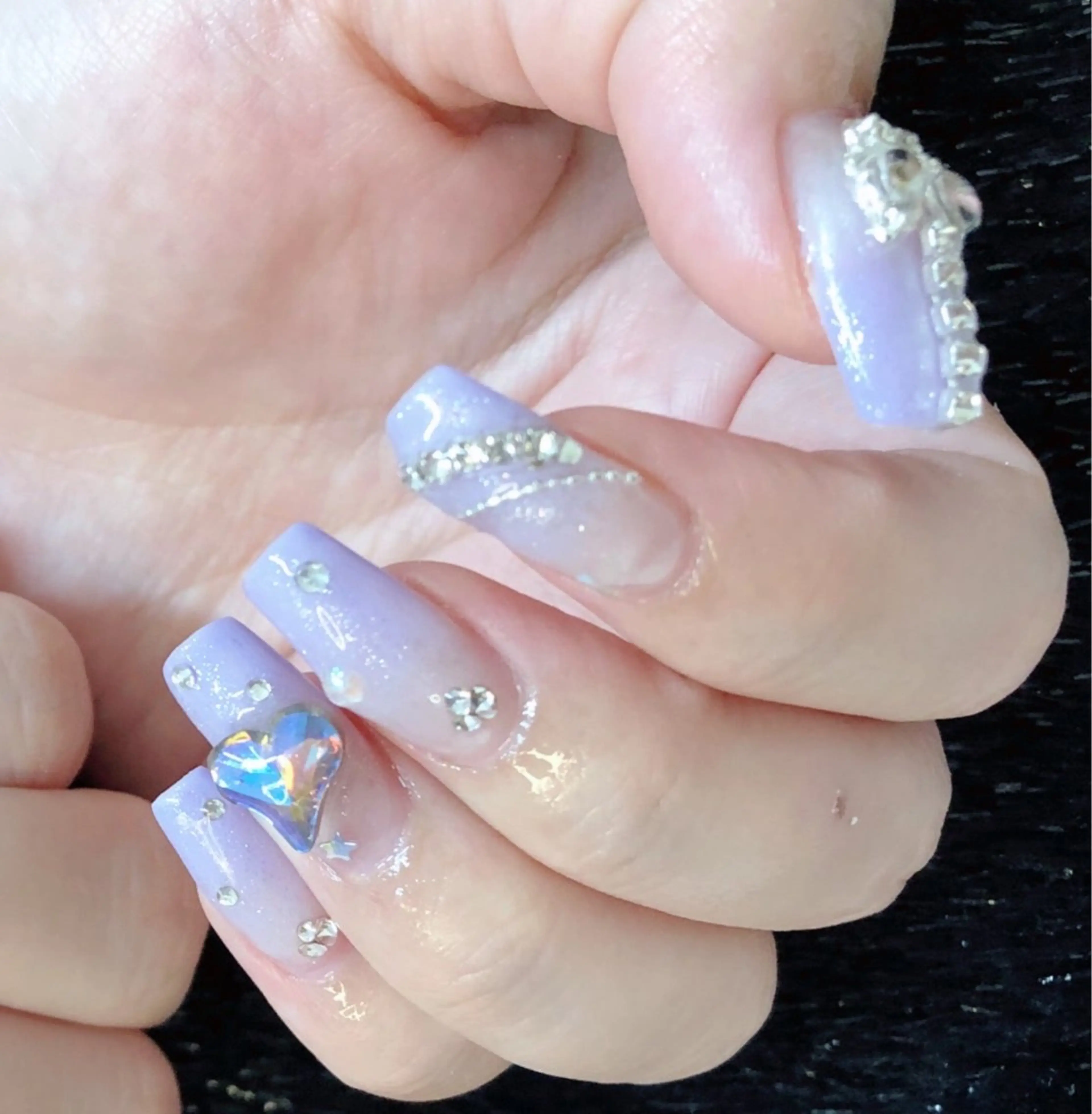 ネイル 成人式 フレンチネイル ジェルネイル ガラスフレンチ ハート 大門浜松町 ネイルのネイルデザイン