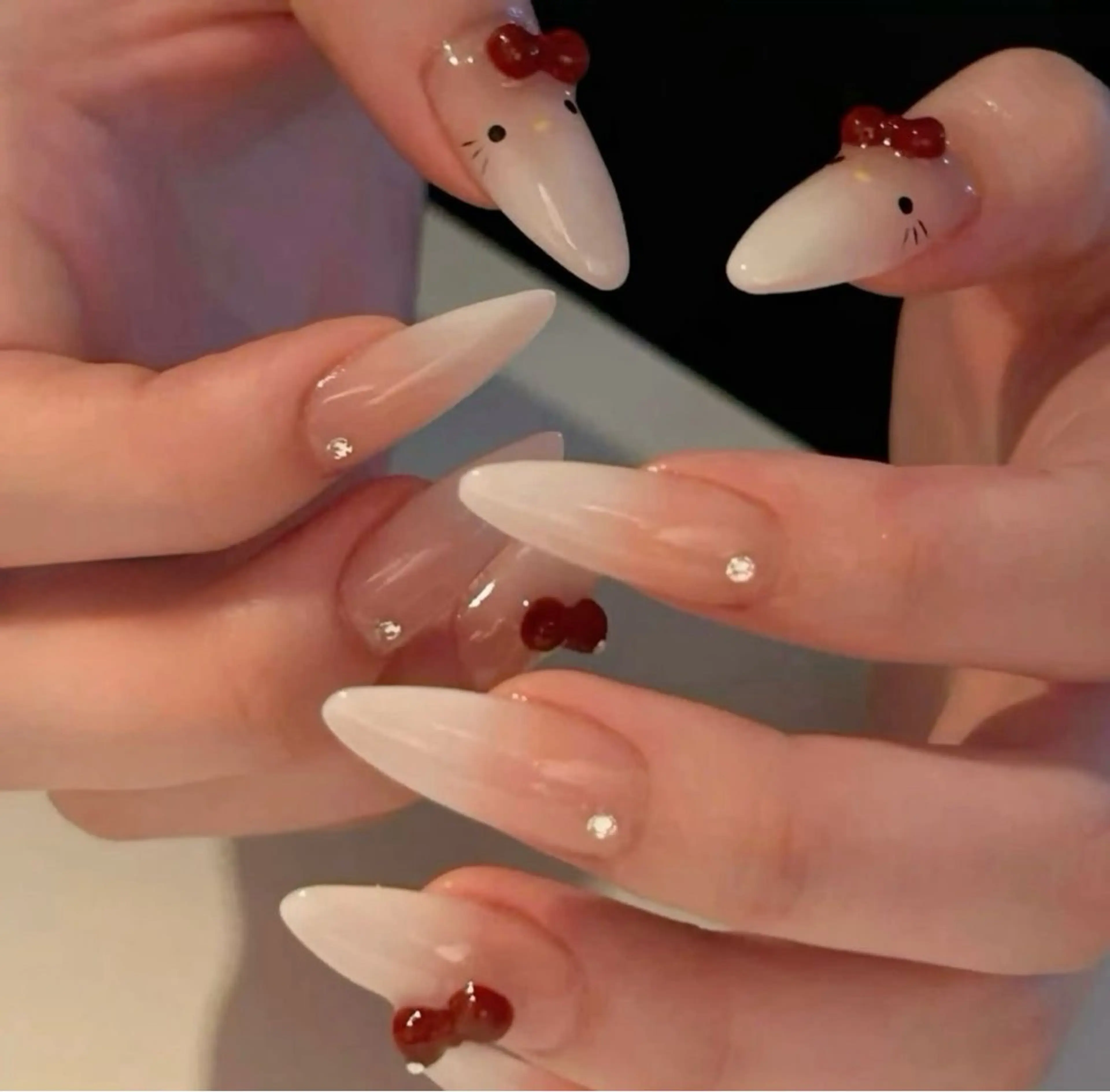 ネイル 長さ出し フレンチネイル グラデーション 卒業式 マグネットネイル ハンドネイル MIHANA NAILのネイルデザイン