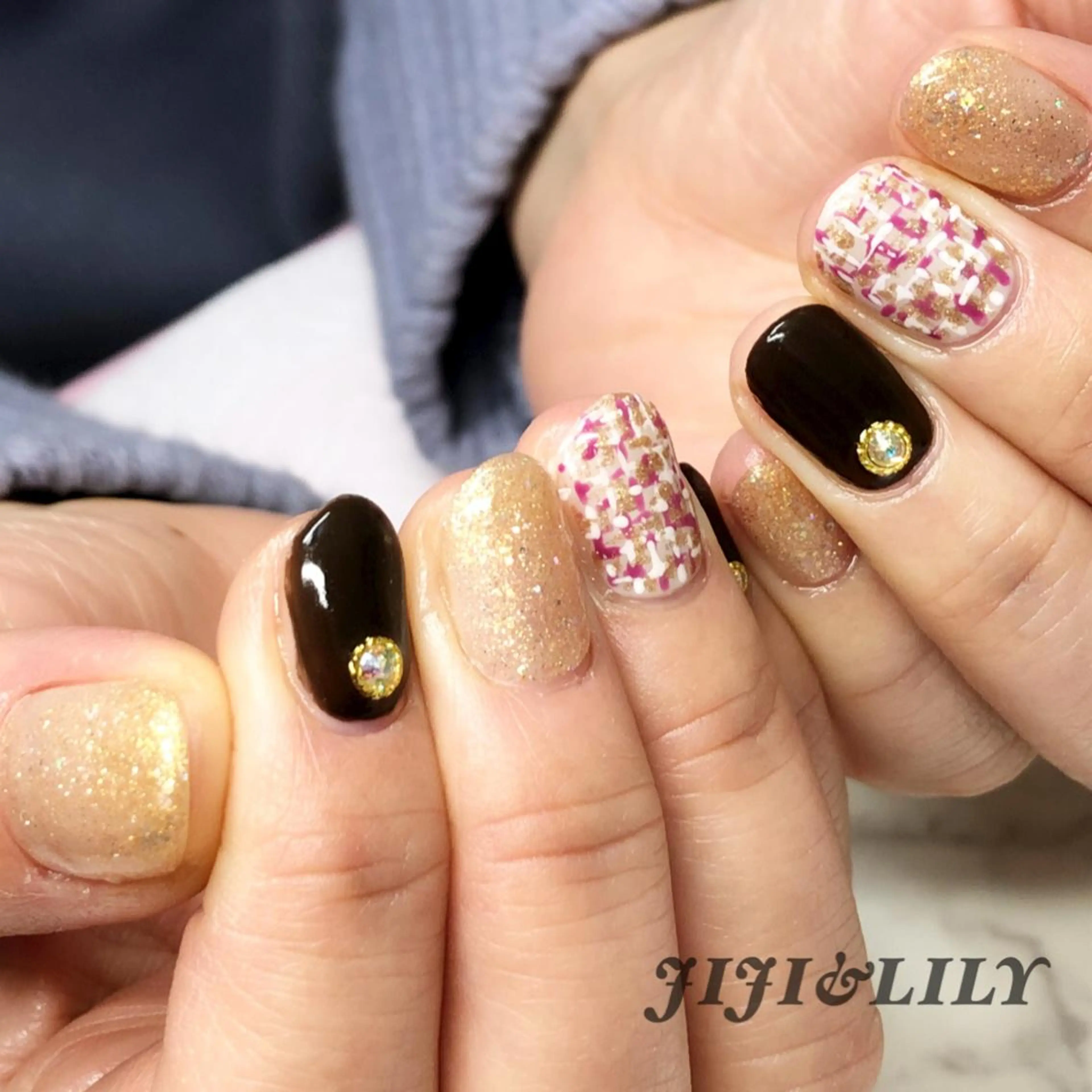 ネイル ストーンネイル ツイードネイル 豊田 圭子のネイルデザイン