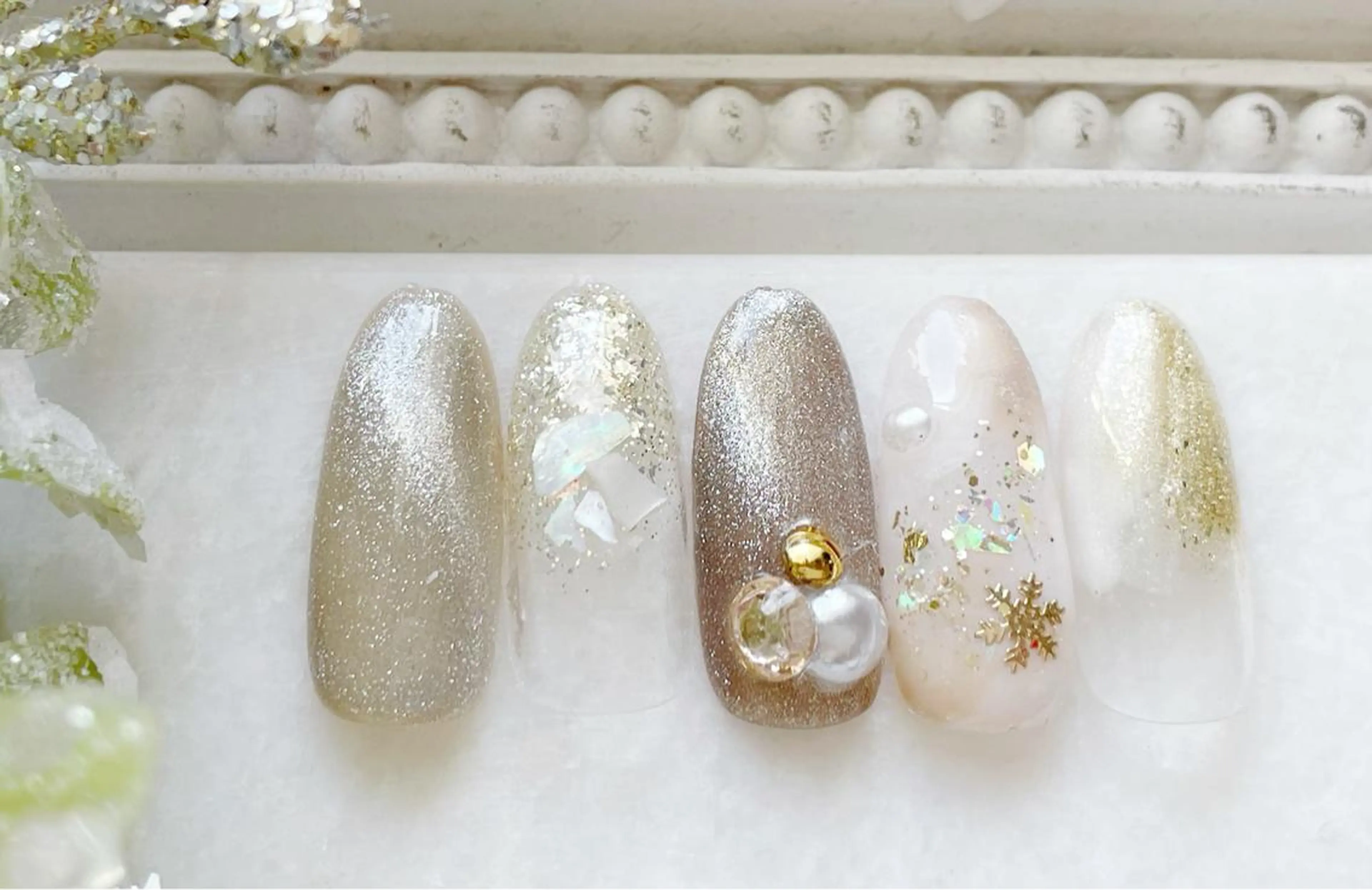 ネイル ジェルネイル マグネットネイル パラジェル 冬ネイル ハンドネイル Satomi  のネイルデザイン