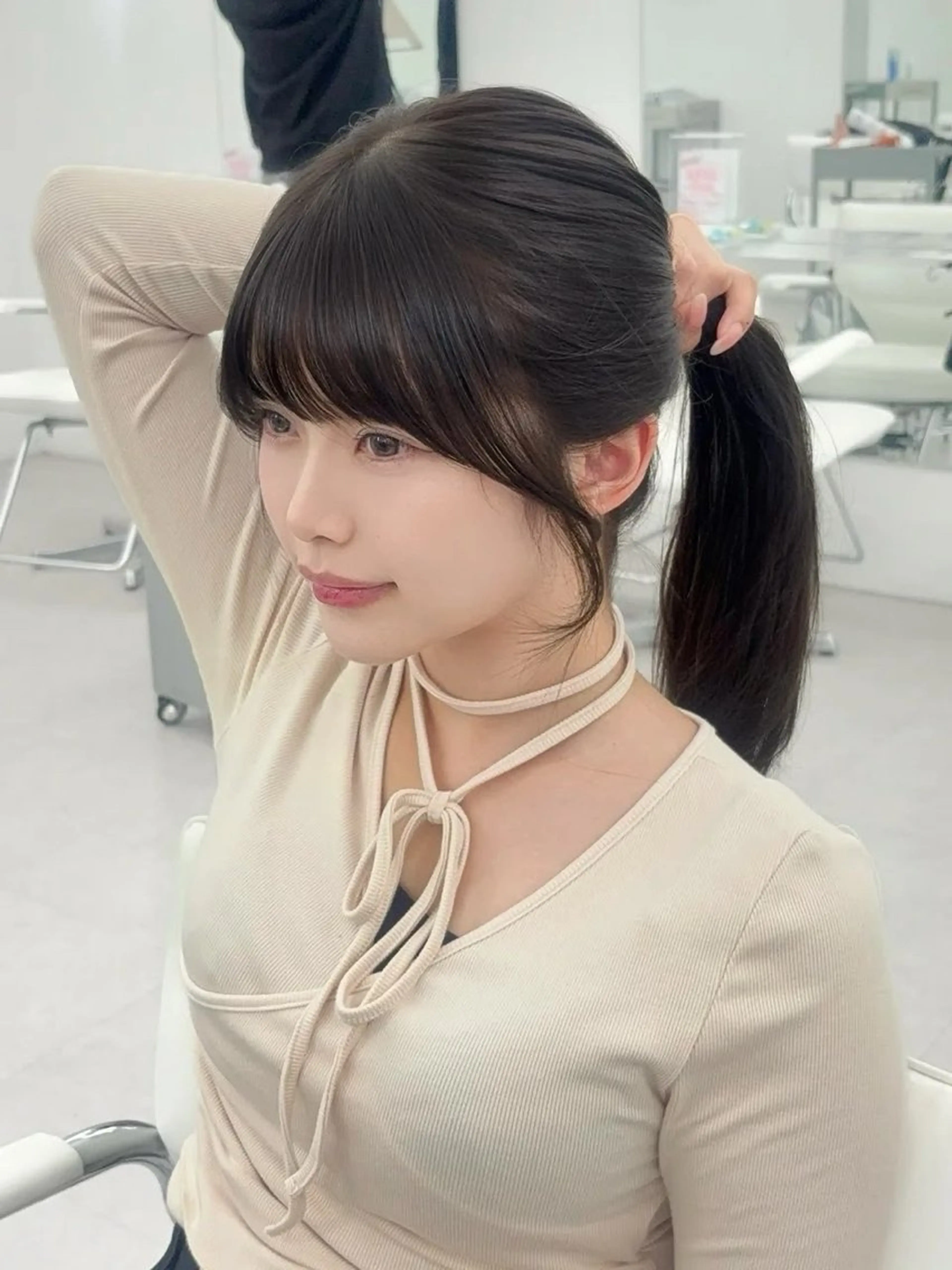 ロング カラー レイヤーカット 小顔カット カット ヘアカラー トリートメント 韓国ヘア/レイヤー/ 顔まわり足立遥奈のヘアスタイル