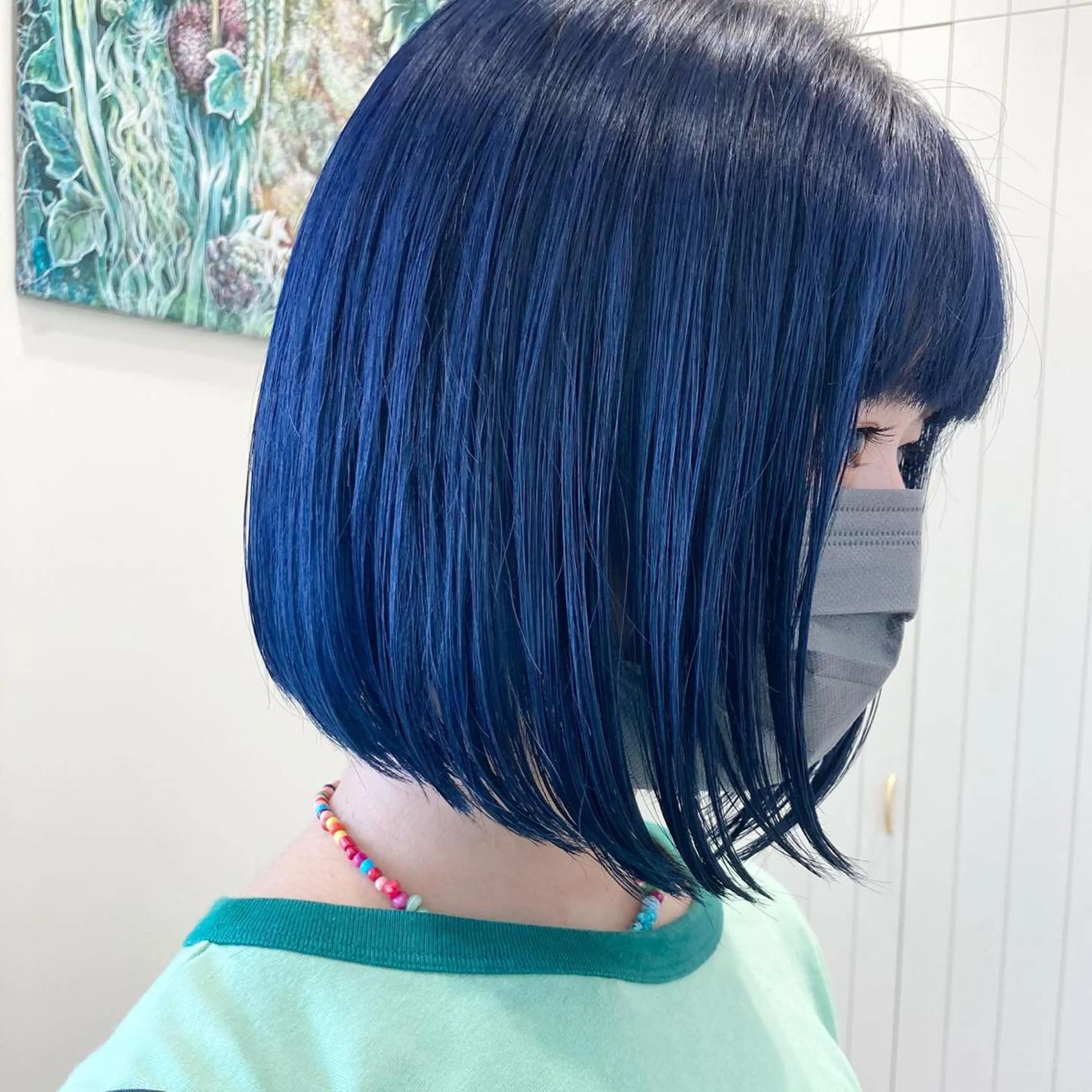 ショート カラー ブルーカラー ネイビーカラー ヘアカラー トリートメント ケアブリーチ 坪井佑樹のヘアスタイル