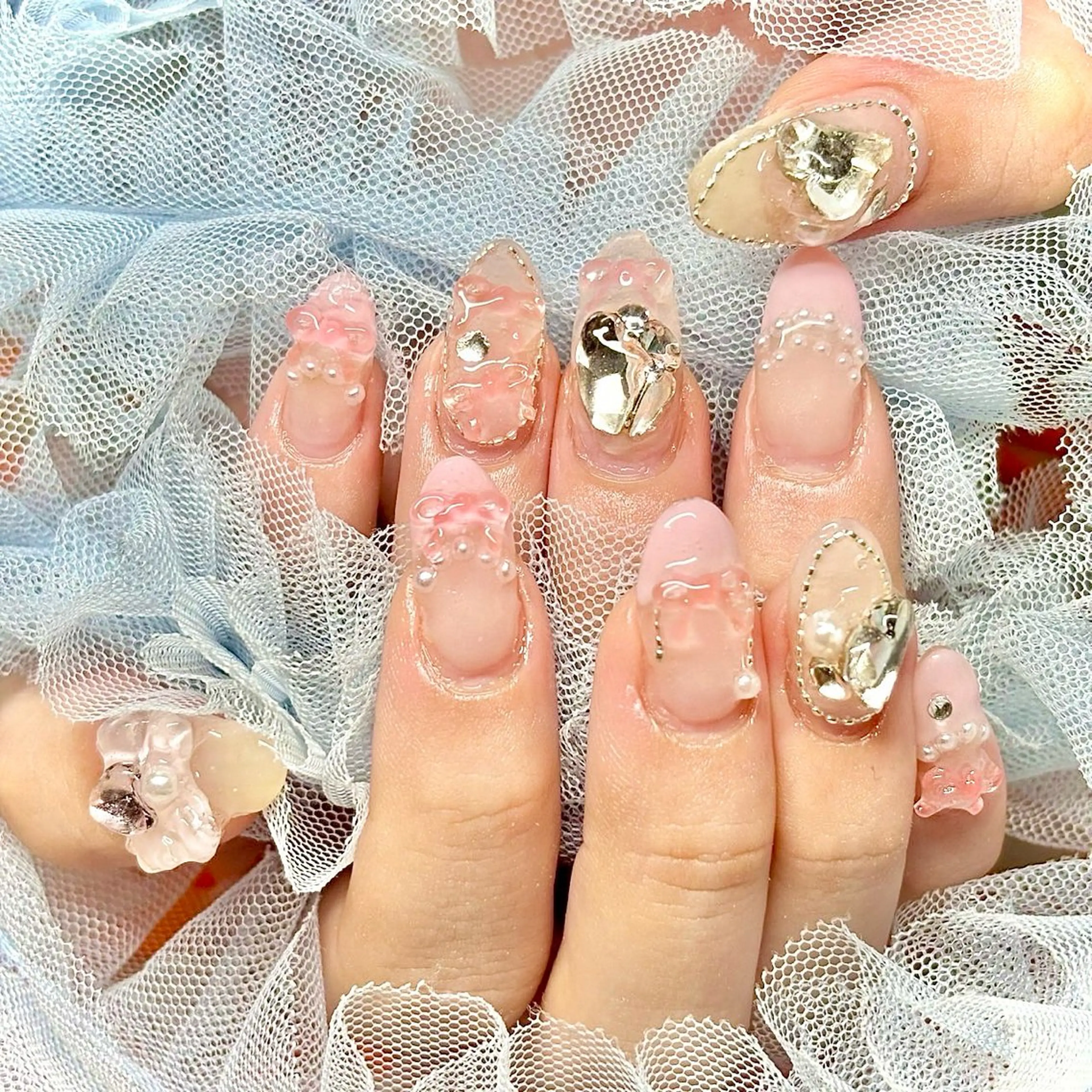 ネイル 韓国ネイル リボン スカルプネイル ワンホンネイル miminon 自宅ネイルサロンのネイルデザイン