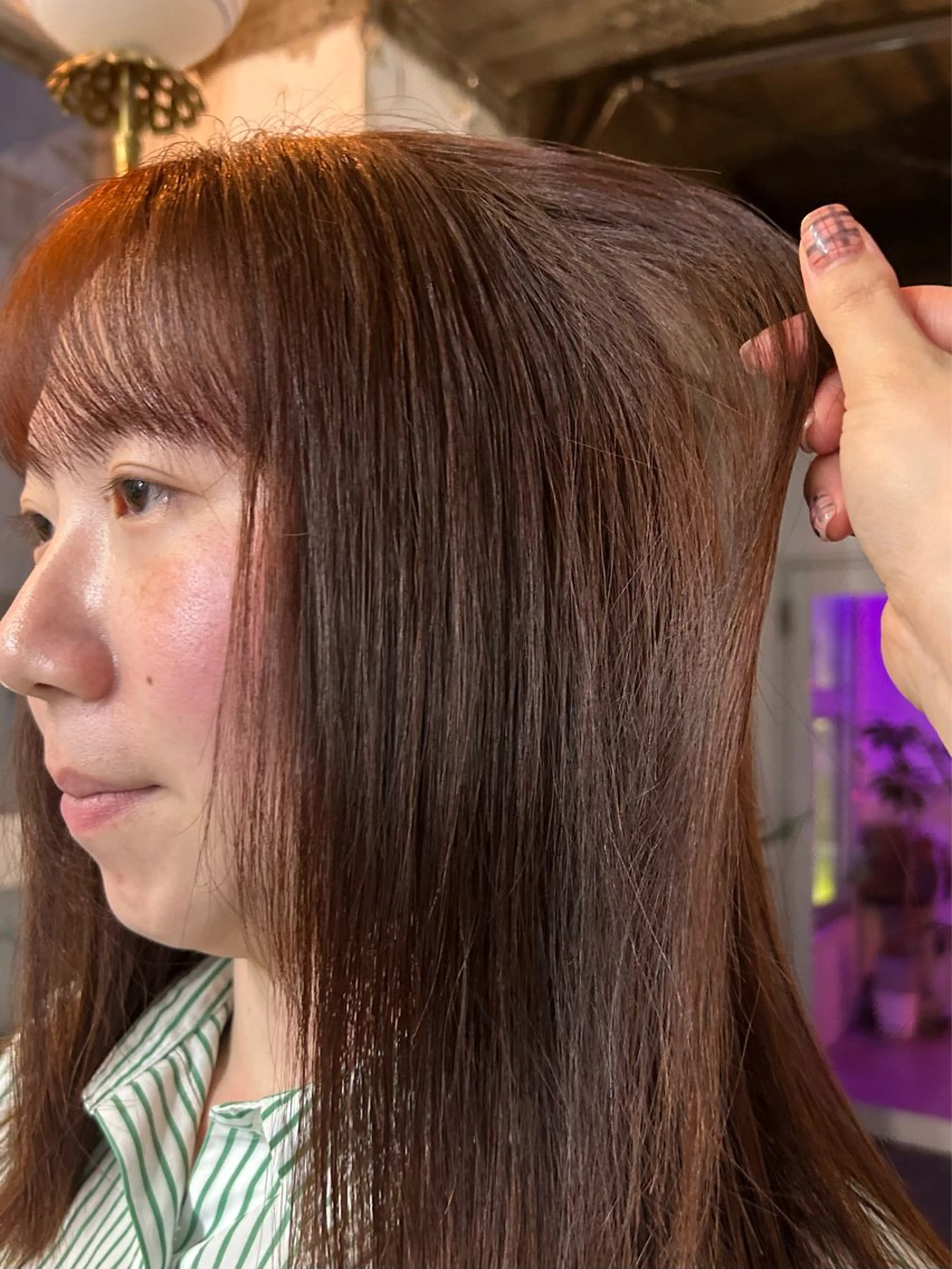 ロング カラー ブラウンカラー オレンジ オレンジブラウン maho/垢抜け カラー♡パーマのヘアスタイル