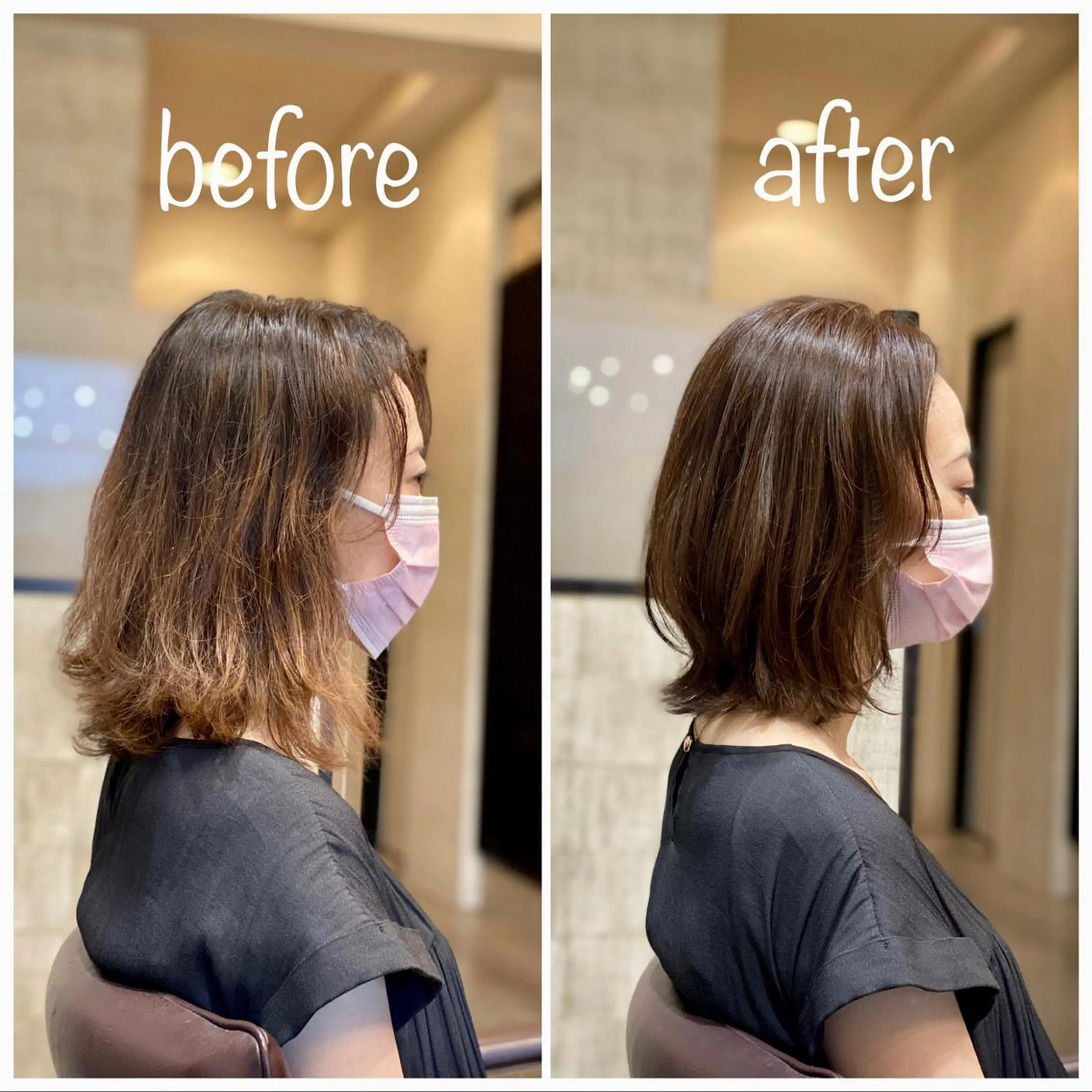 ミディアム カラー ミディアムレイヤー ブラウンカラー レイヤーカット Hair Life LIB所属・宮城 将大のヘアスタイル