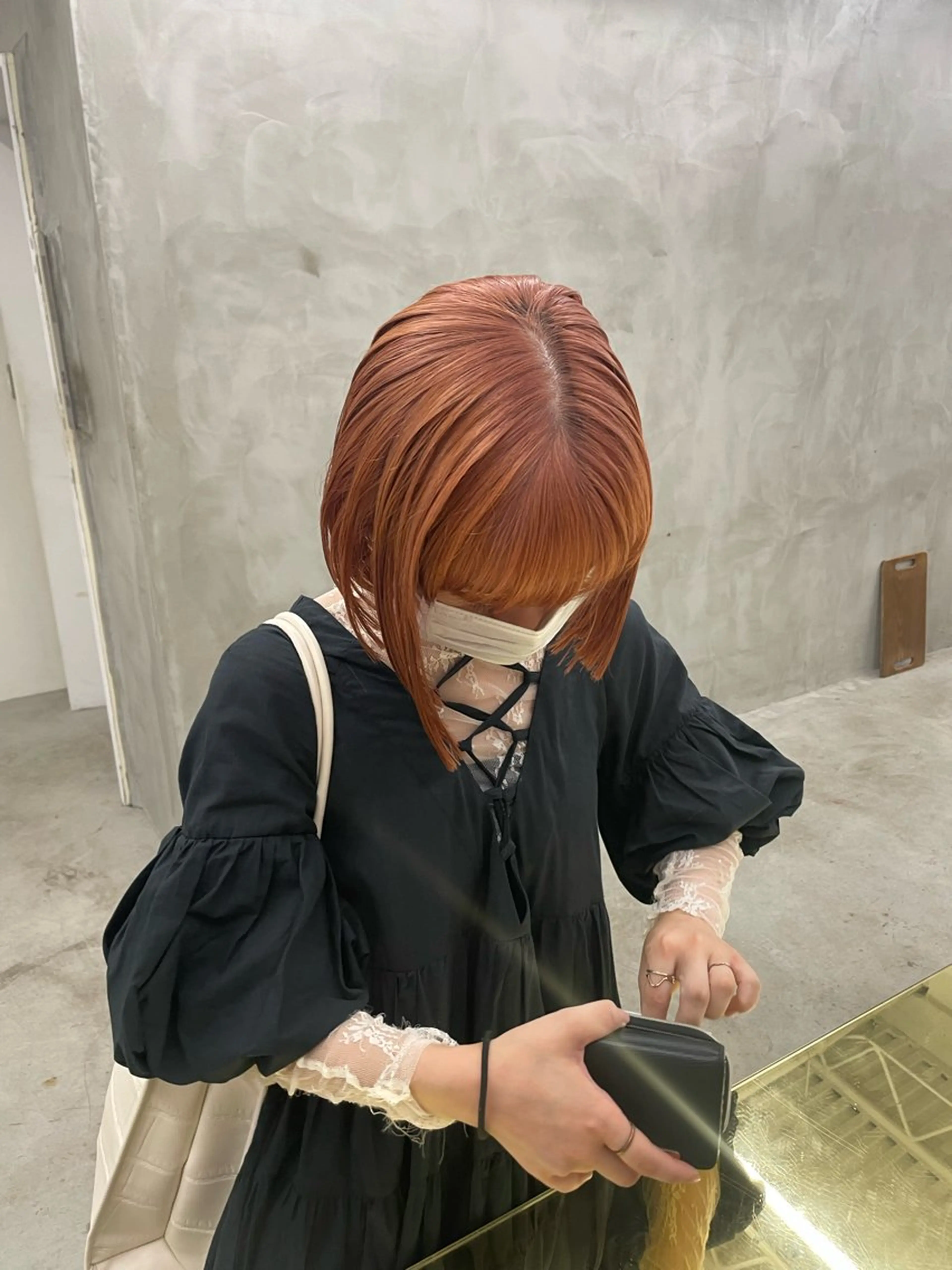 ミディアム カラー ベージュカラー オレンジ オレンジベージュ ヘアカラー トリートメント ハイトーン/レイヤー 🌸さくらのヘアスタイル