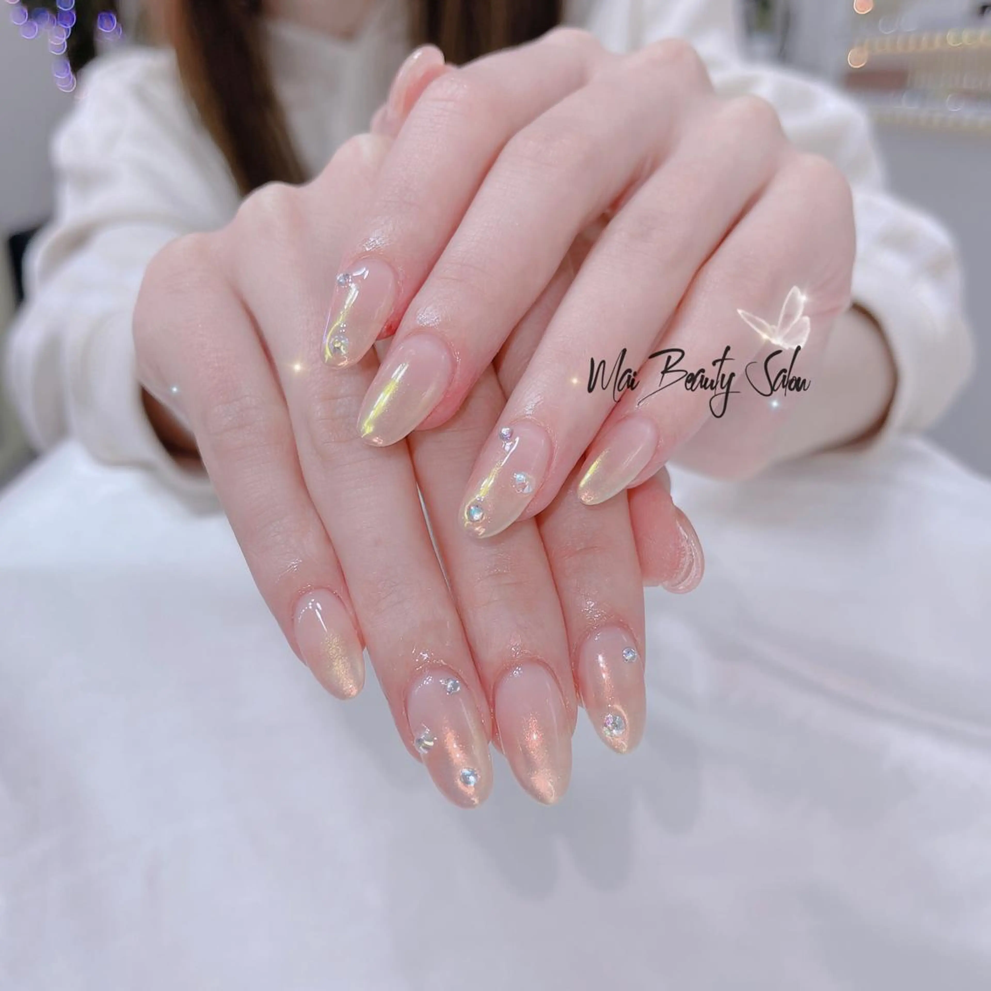 ネイル オーロラネイル 長さ出し フラッシュネイル フレンチネイル ジェルネイル MaiBeauty dodoのネイルデザイン