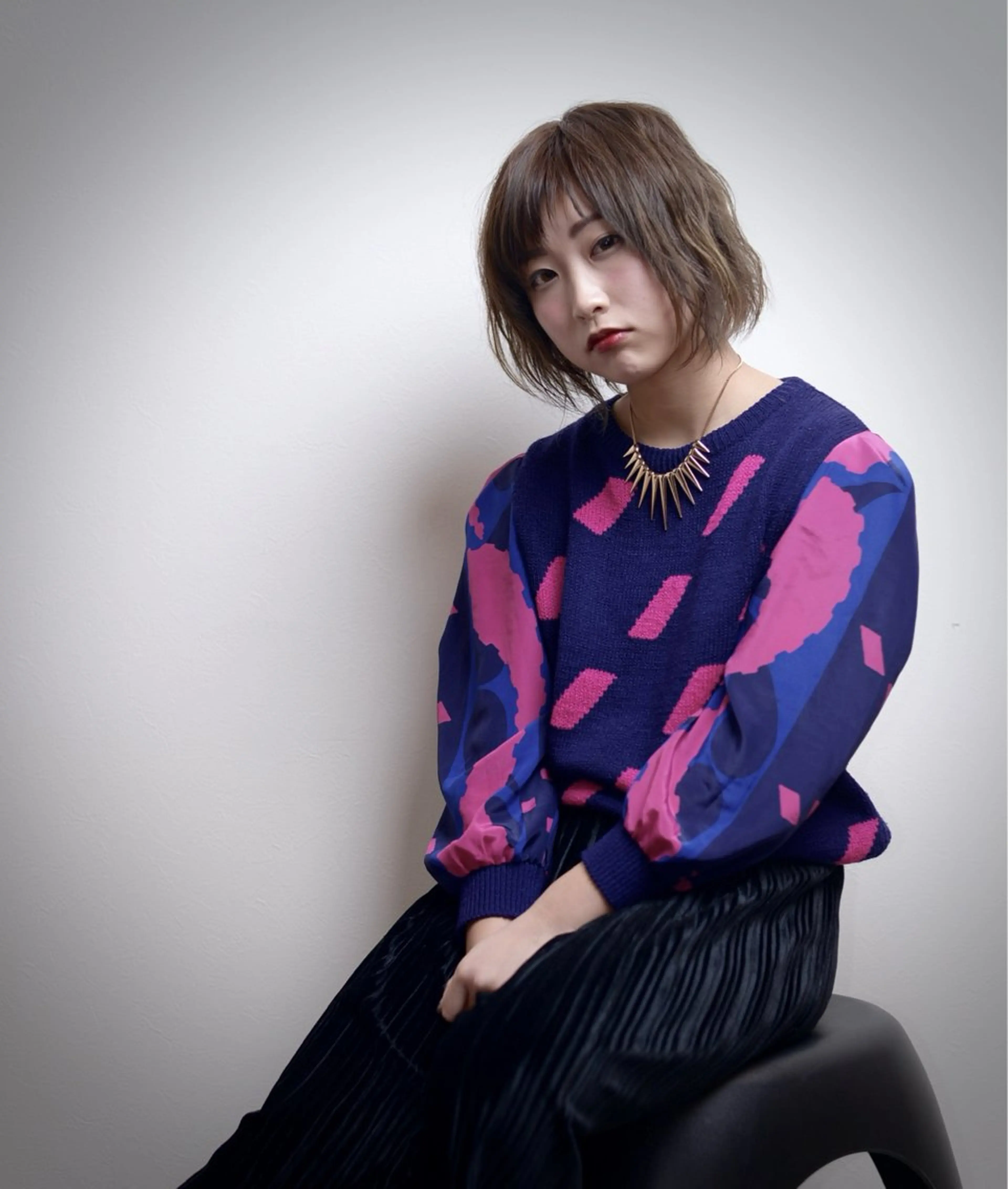 ミディアム カラー パーマ ブラウンカラー 透明感カラー ボブ 学生 カット ヘアカラー 松澤 佑興のヘアスタイル