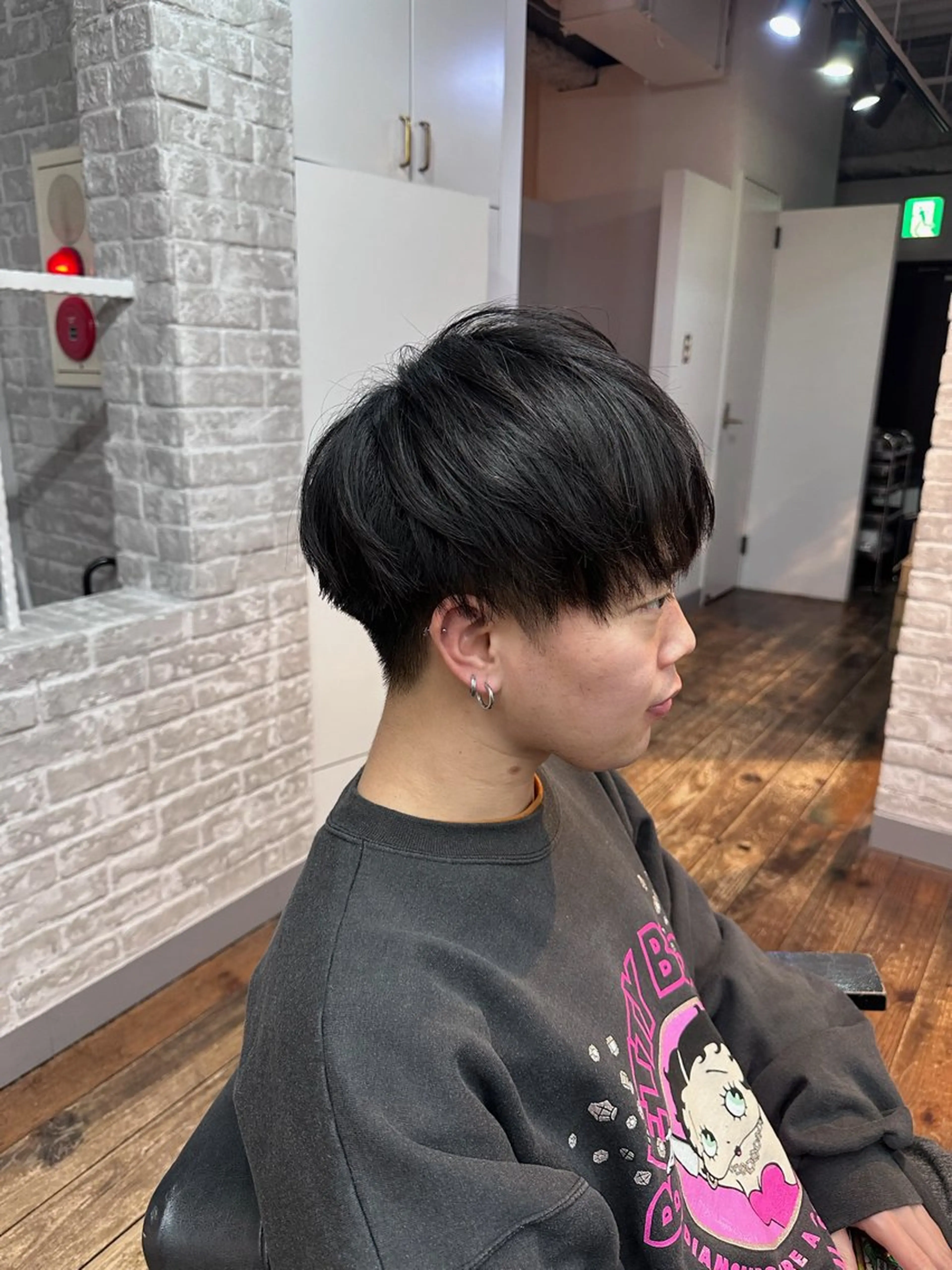 ショート メンズ 🩵つなぎショート✨ パーマスタイル みくのヘアスタイル