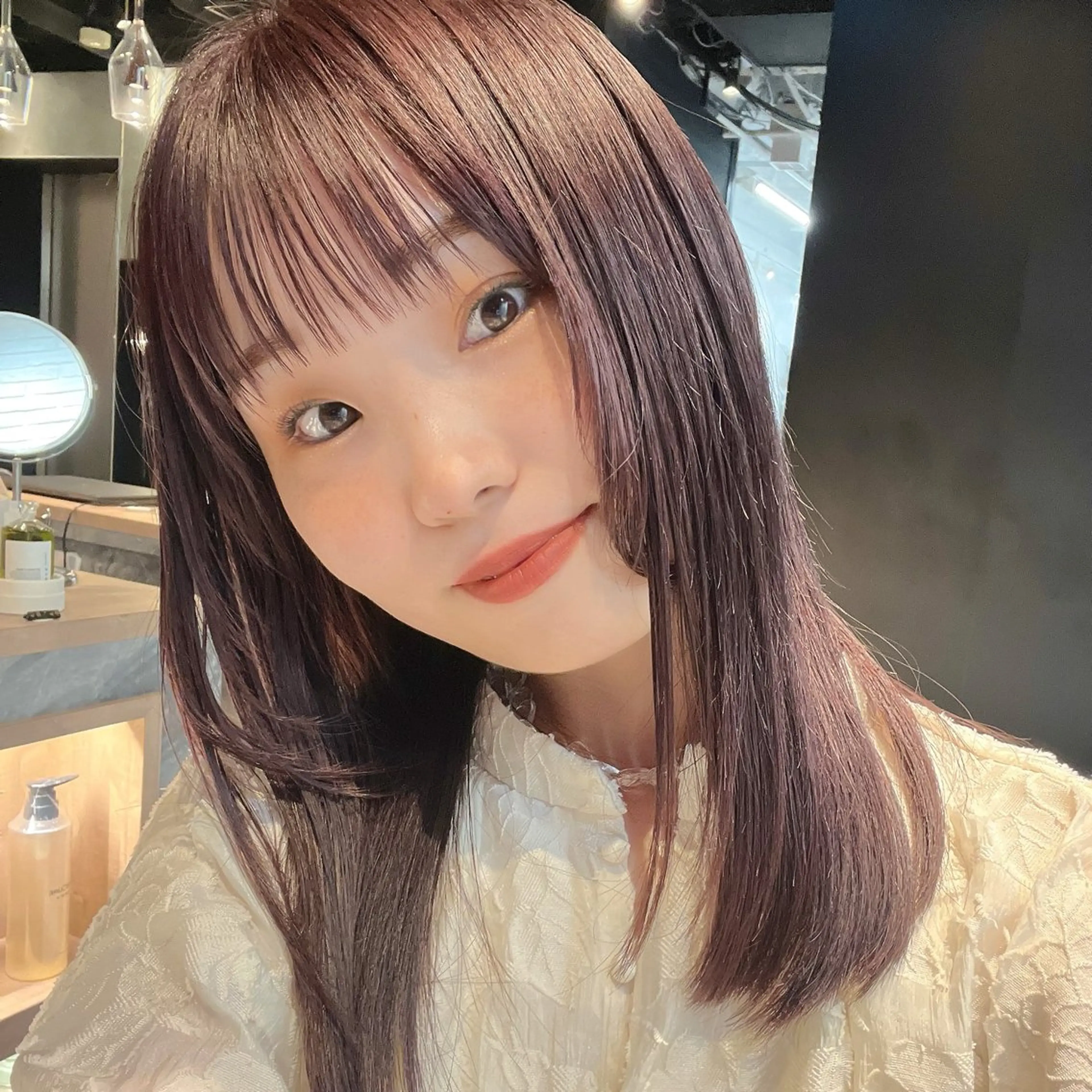 ミディアム カラー 暖色/艶髪/ボブ/ ショート/Ayaのヘアスタイル