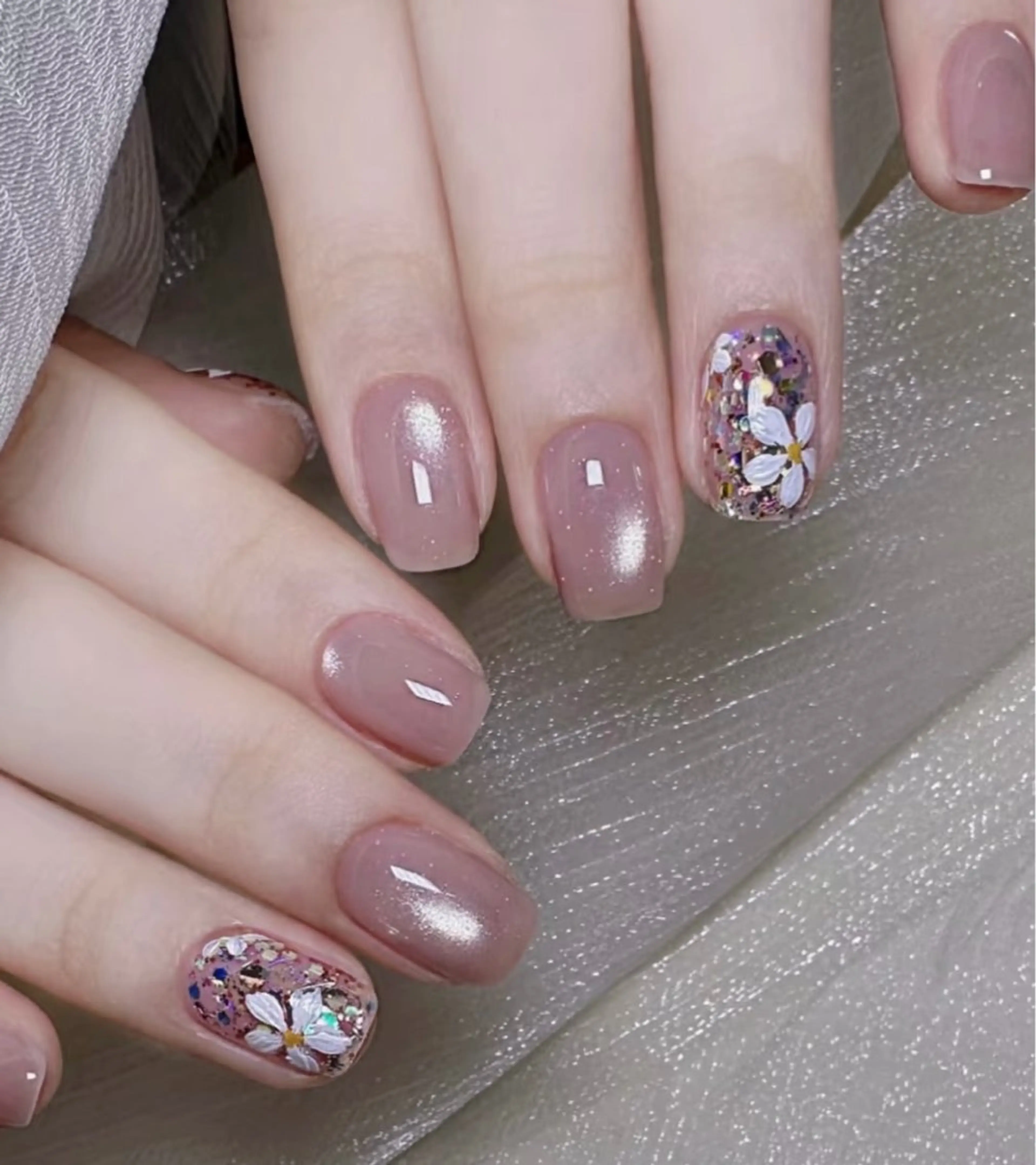 ネイル アートネイル オーロラネイル クリアネイル 長さ出し フレンチネイル MoriseNail Jr研修💜イシダのネイルデザイン