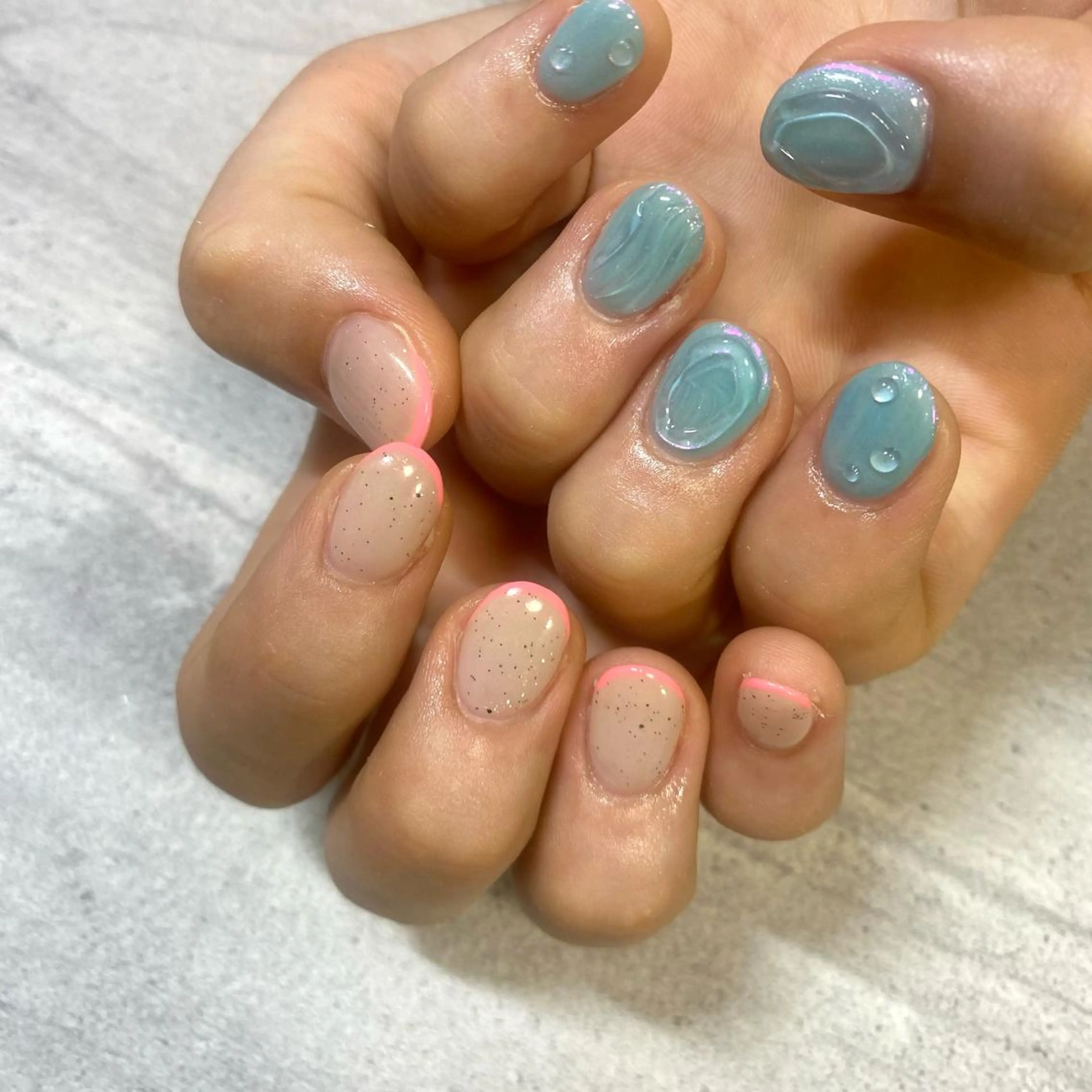 ショート カラー パーマ ヘアアレンジ メンズ キッズ ネイル マツエク・マツパ アイブロウ ニュアンスネイル ぷっくりネイル ニュアンスパーマ 今福鶴見ネイル 8(ｴｲﾄ)のネイルデザイン