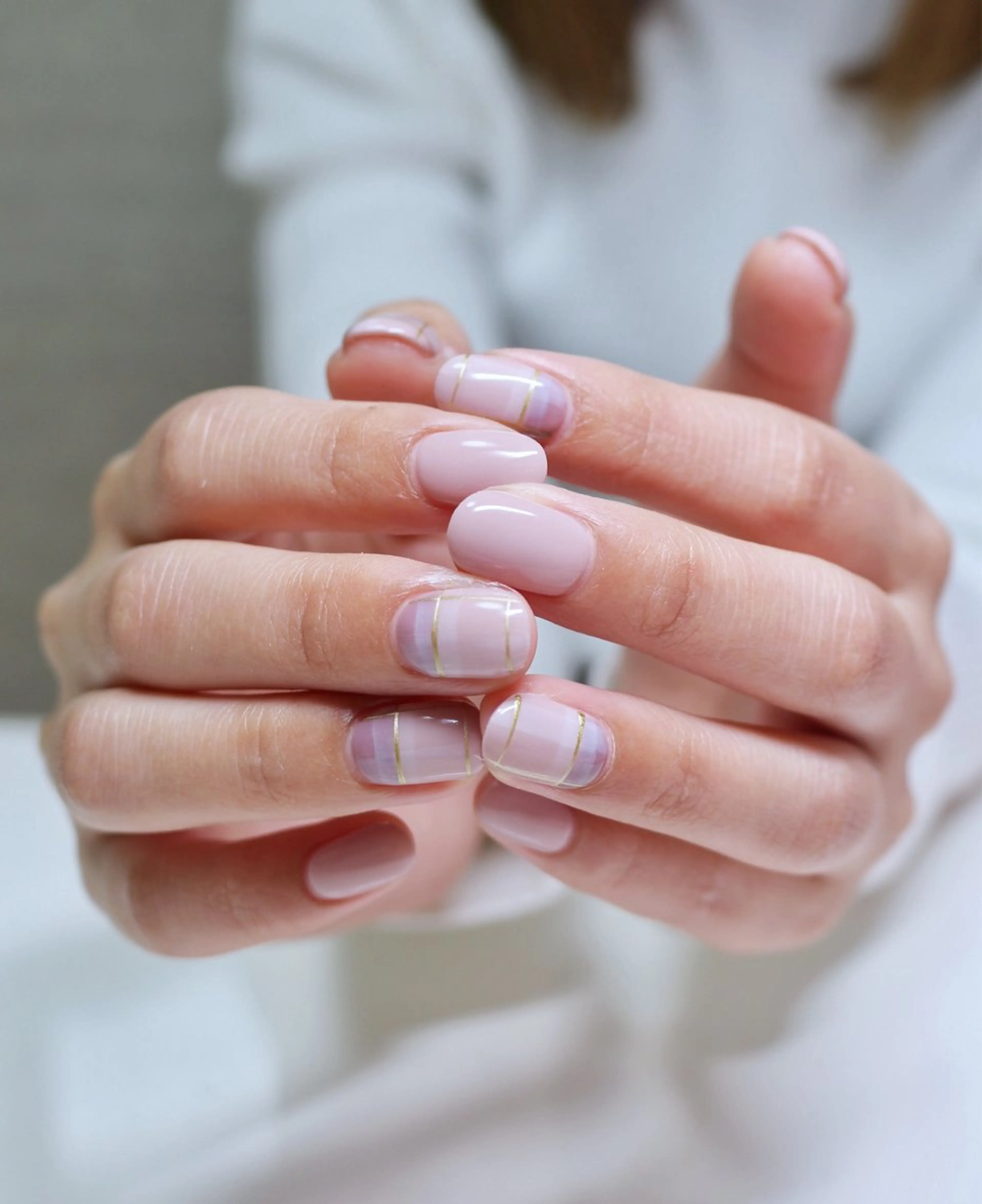 ネイル 韓国ネイル ピンク パープル シンプルネイル ワンホンネイル ハンドネイル Baku Nailsのネイルデザイン