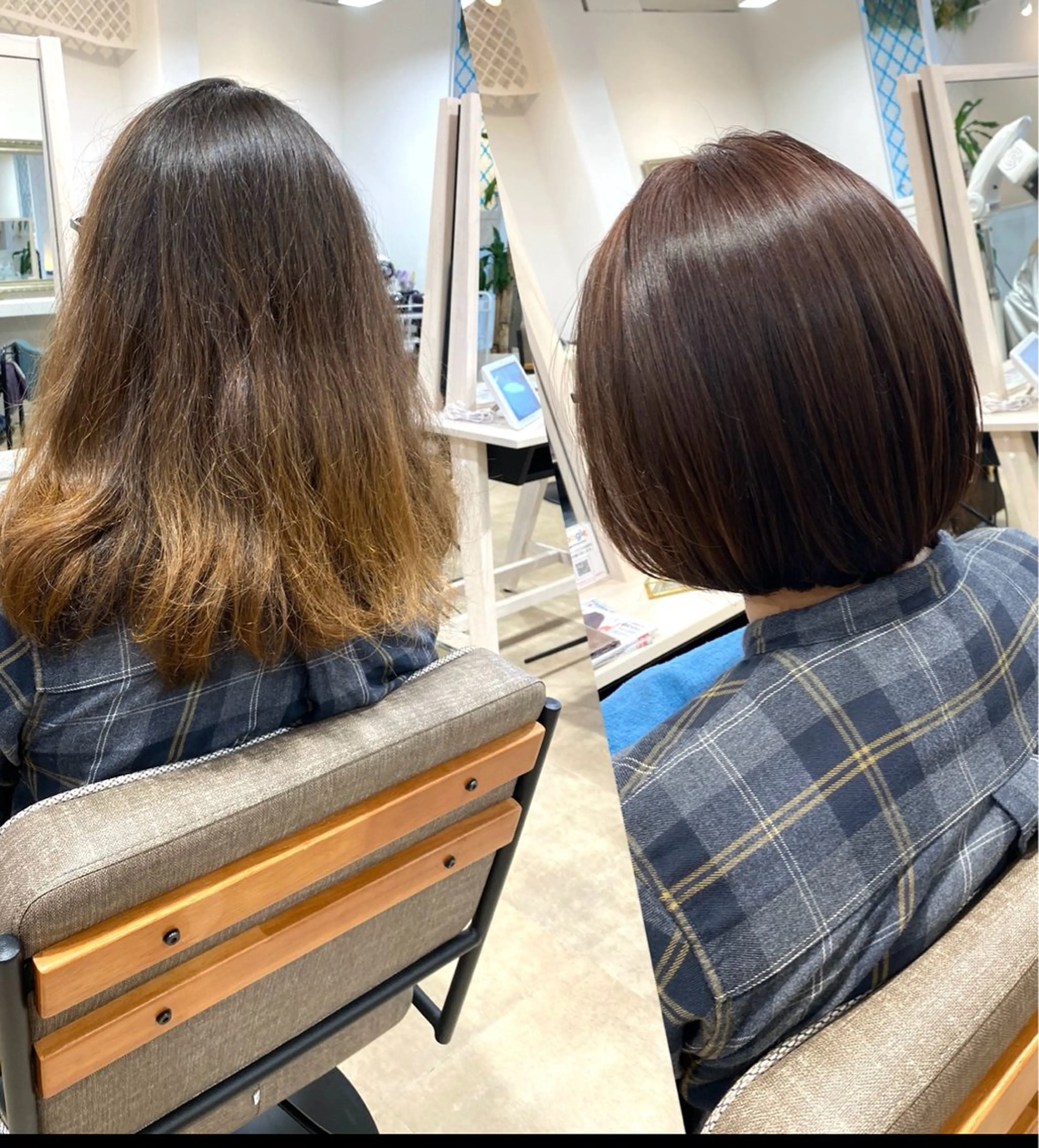 ミディアム カラー パーマ カット 縮毛矯正 トリートメント 饒平名 知也のヘアスタイル