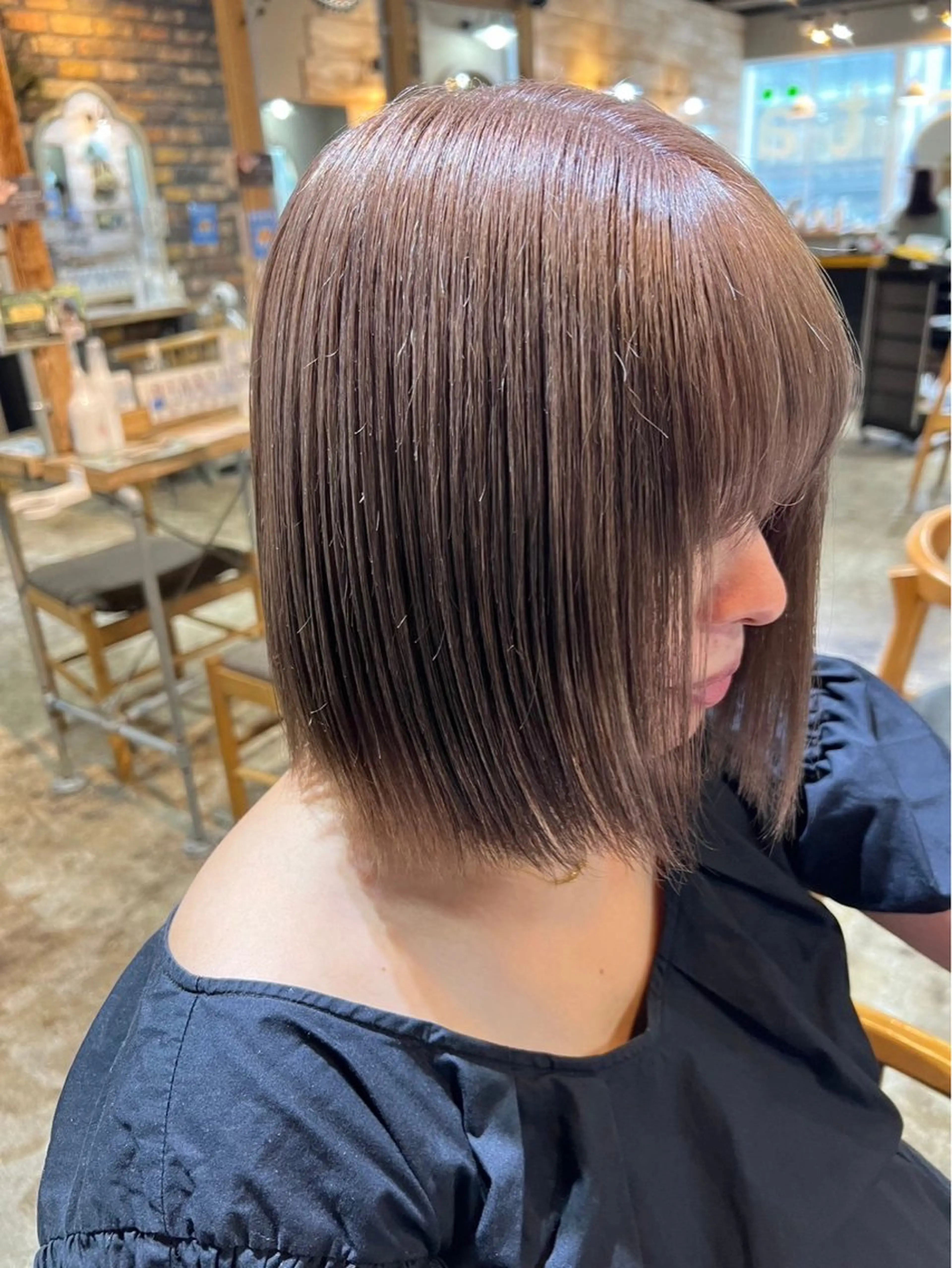 ミディアム カラー カット ヘアカラー トリートメント ツキノキ ミナのヘアスタイル