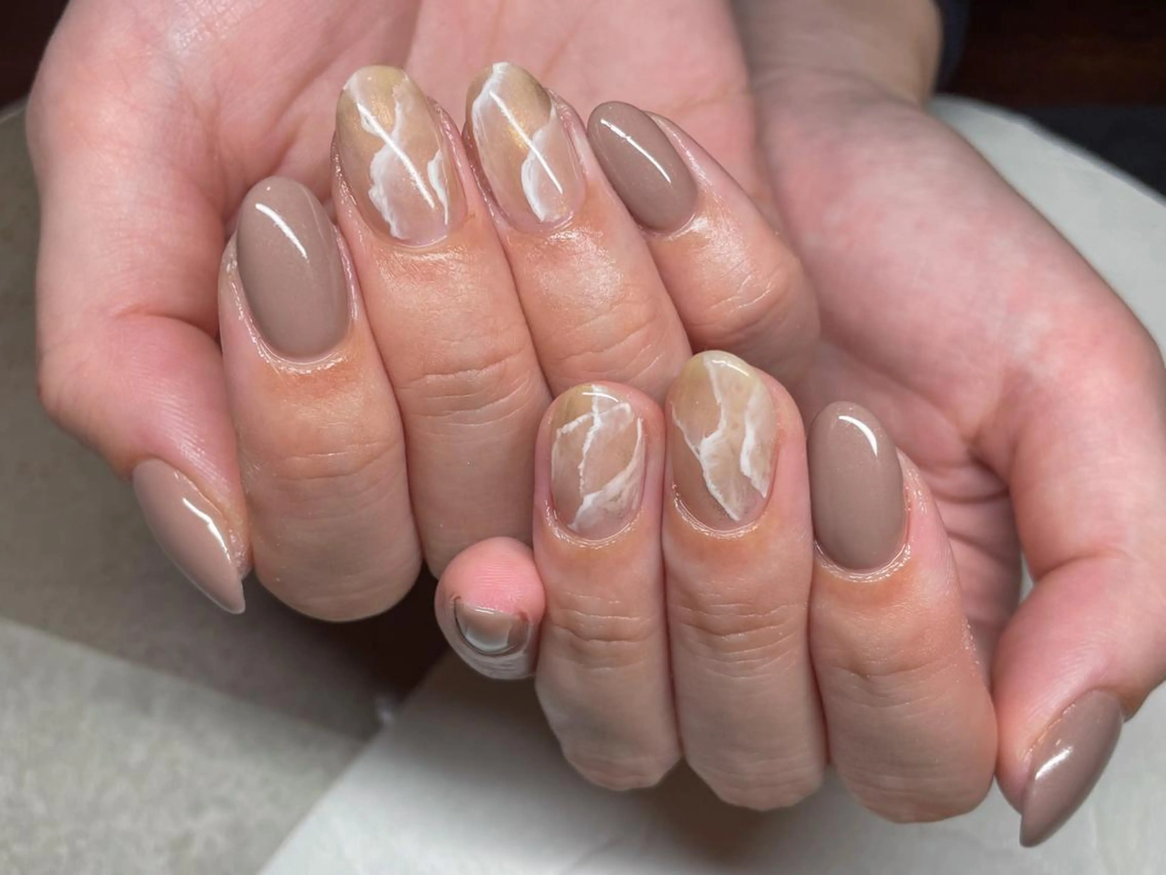 ショート ネイル 大理石ネイル(マーブル) Nail Salon AMICALのネイルデザイン