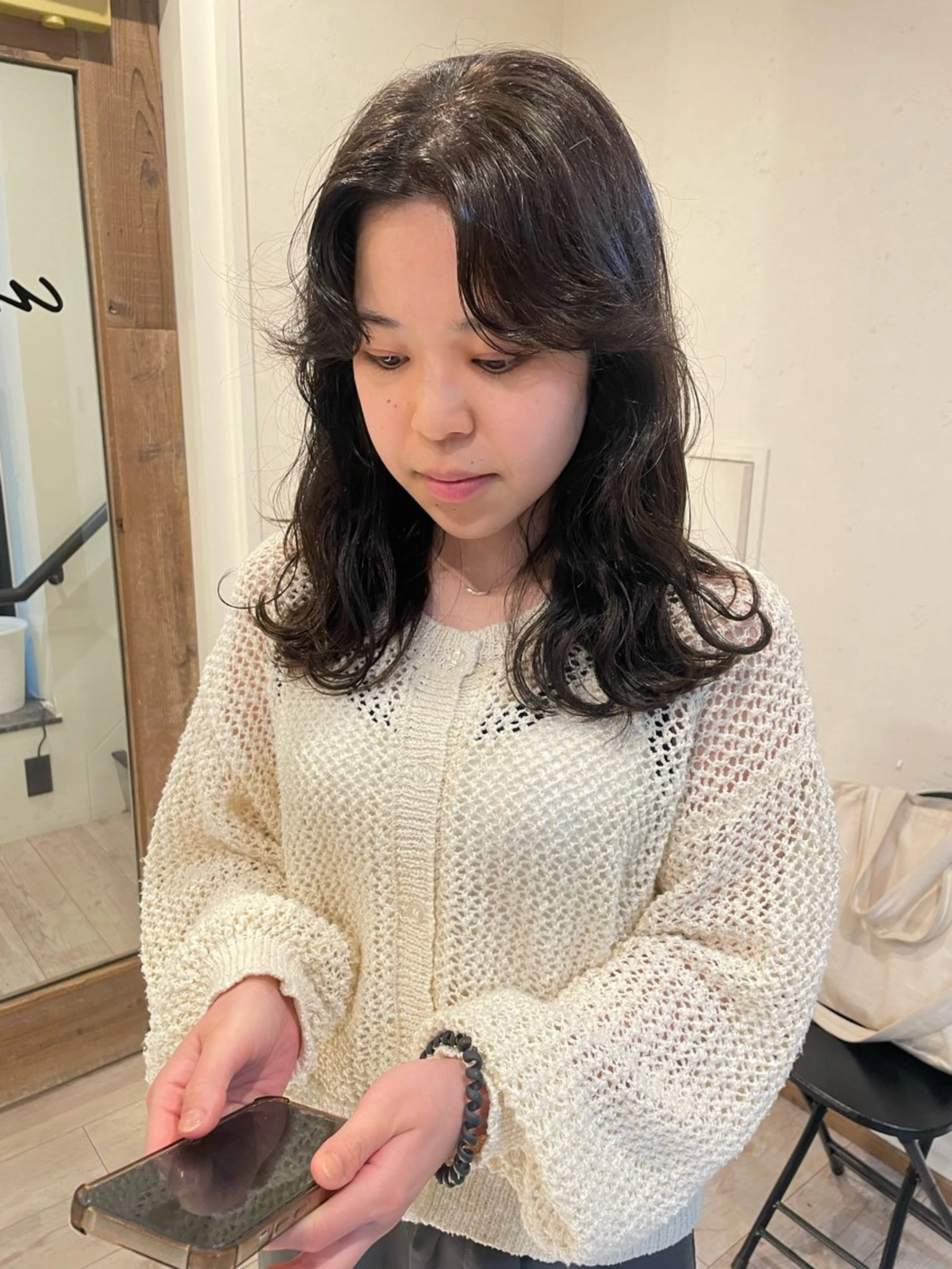 セミロング カラー セミロングパーマ カット ヘアカラー トリートメント 渋谷 留菜のヘアスタイル