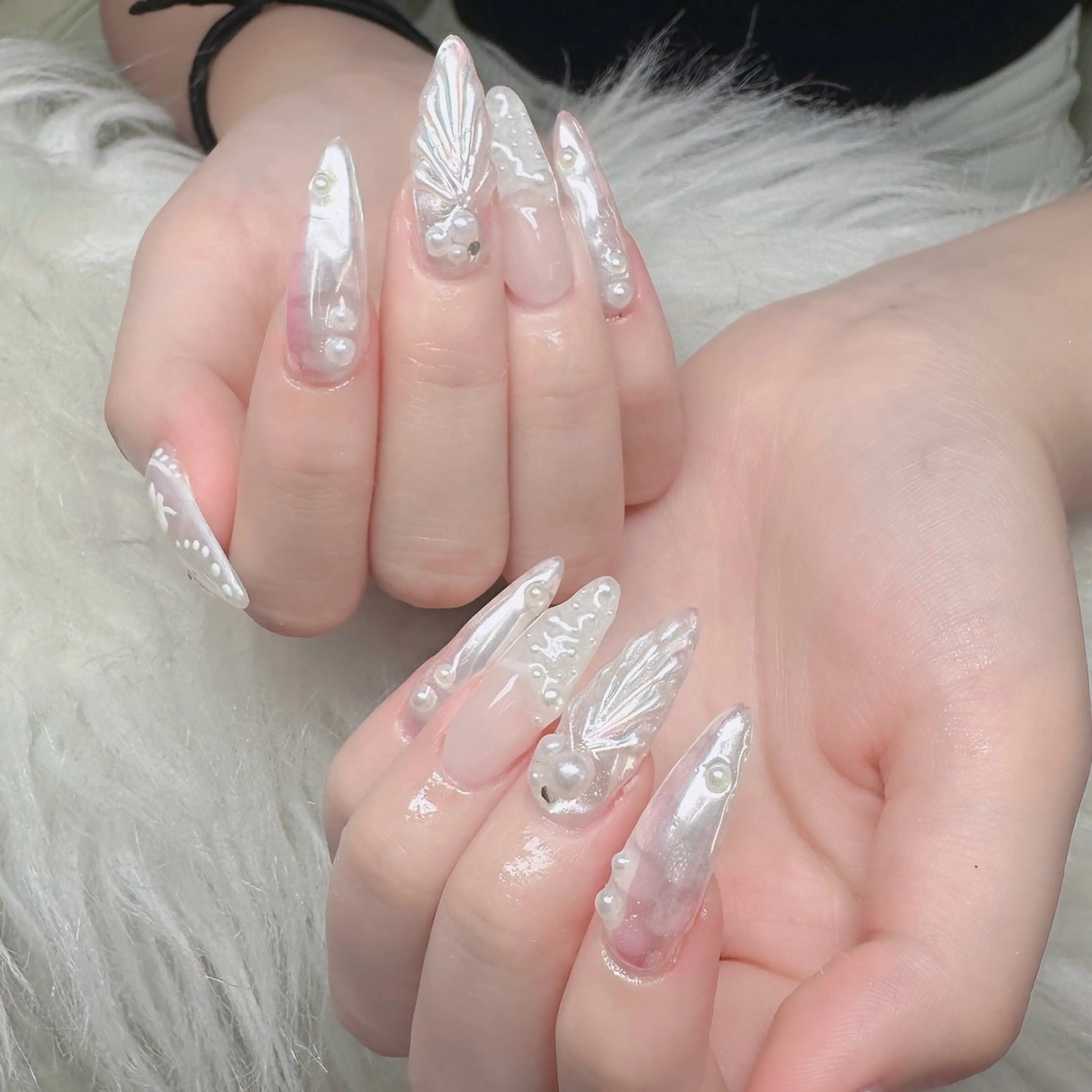 ネイル ロングネイル マグネットネイル リボン 夏ネイル スーパーロングネイル ハンドネイル Hani Nail XUKAのネイルデザイン