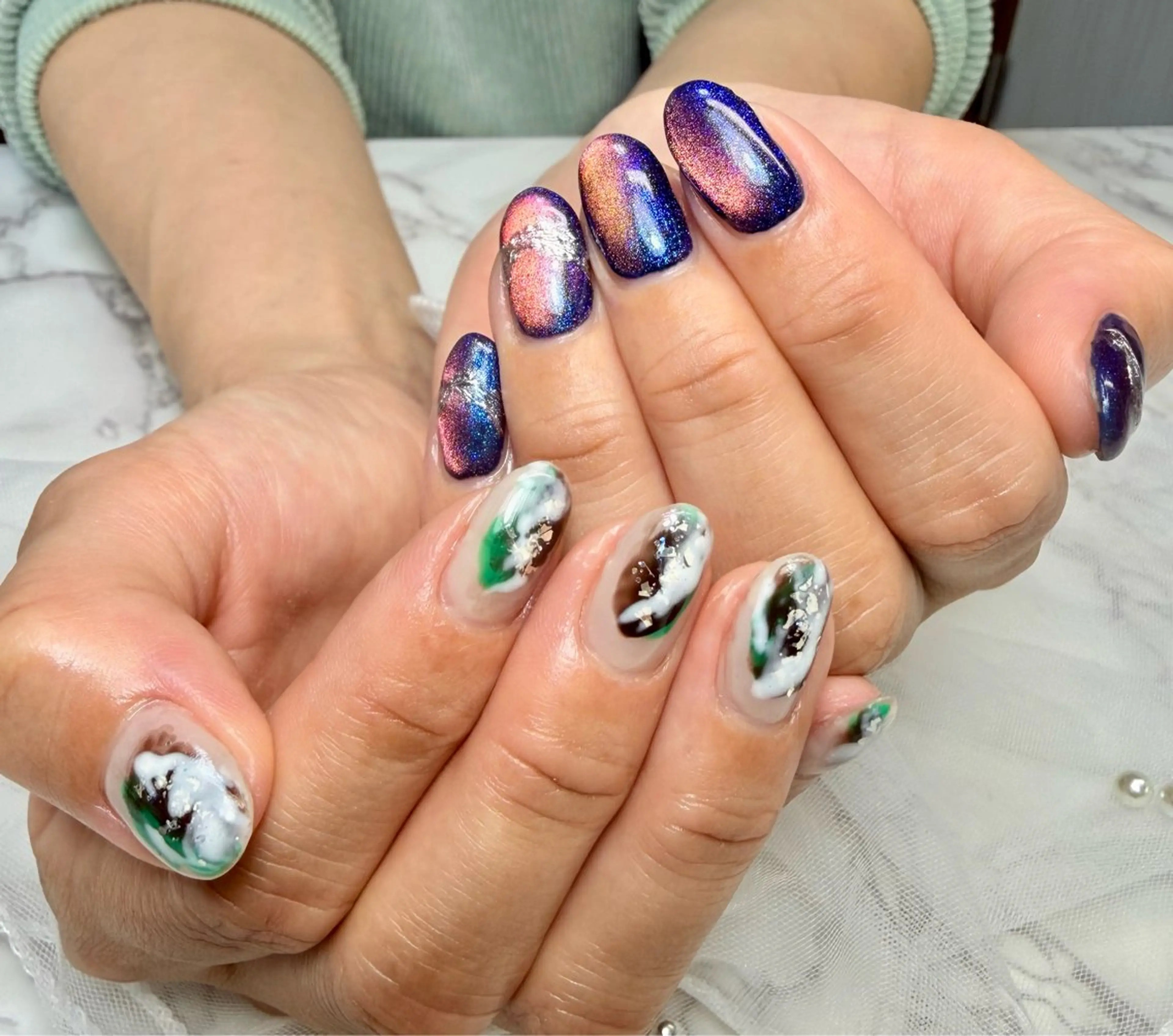 ネイル アートネイル チークネイル フラッシュネイル フラッシュマグ フレンチネイル Mai’s nailのネイルデザイン