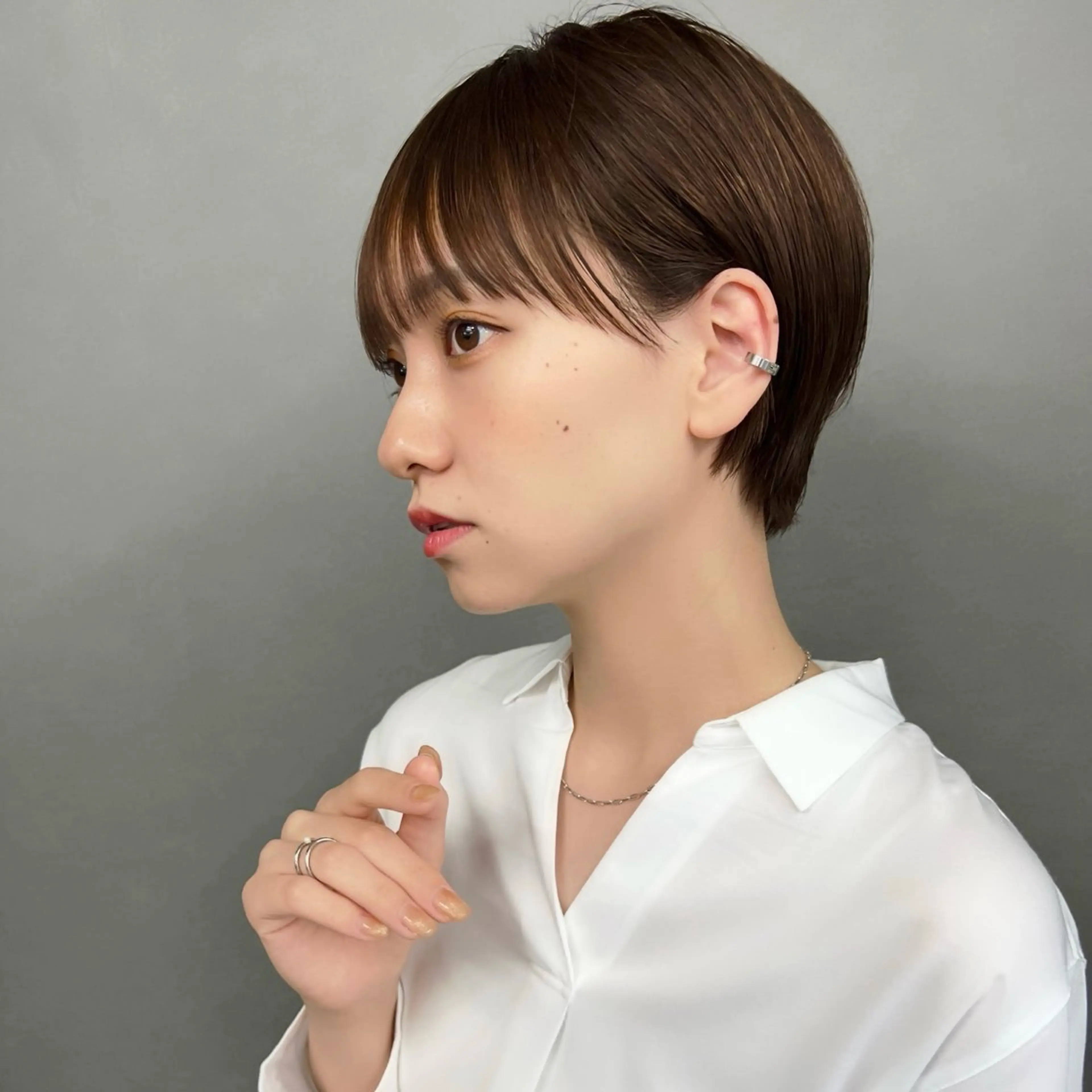 ショート ショートヘア 小顔カット カット ヘアカラー レイヤー/韓国ボブ レイヤーボブ/住吉のヘアスタイル