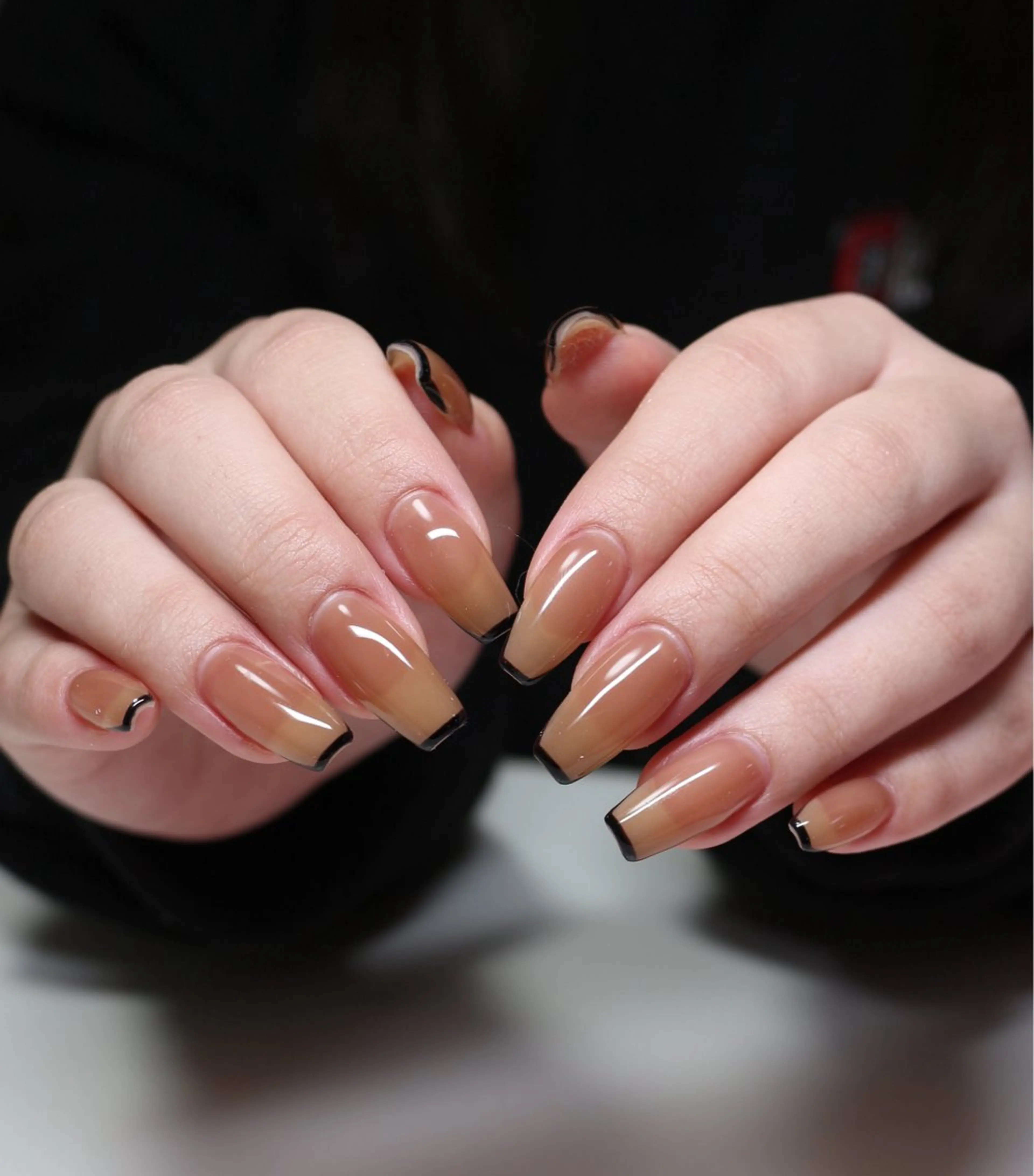 ネイル フレンチネイル 韓国ネイル ロングネイル ワンホンネイル ハンドネイル Baku Nailsのネイルデザイン