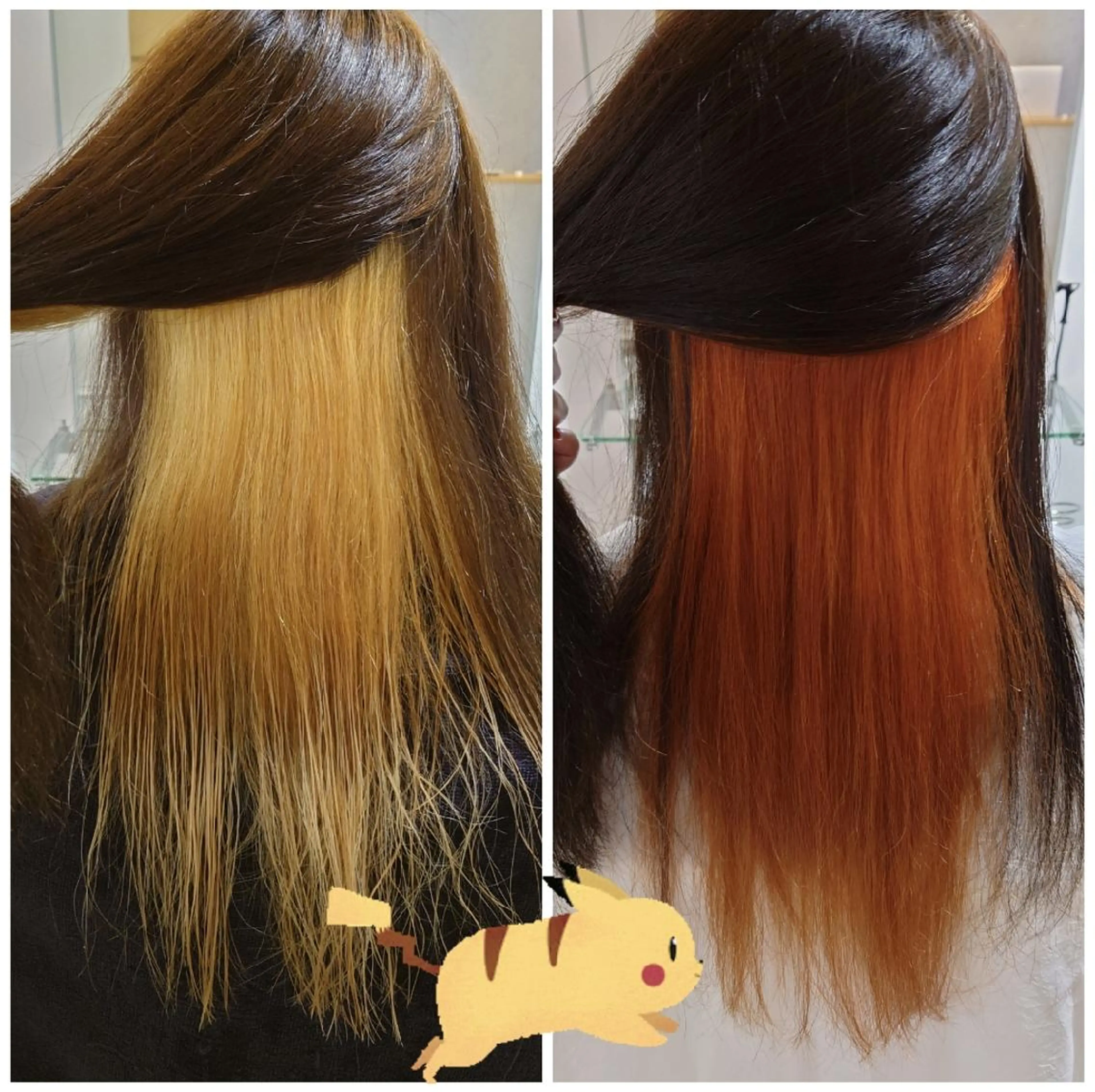 ロング ヘアアレンジ カラー アディクシーカラー ベージュカラー ブリーチ インナーカラー オレンジ カット ヘアカラー トリートメント かわい ゆうな 髪質改善/縮毛矯正のヘアスタイル